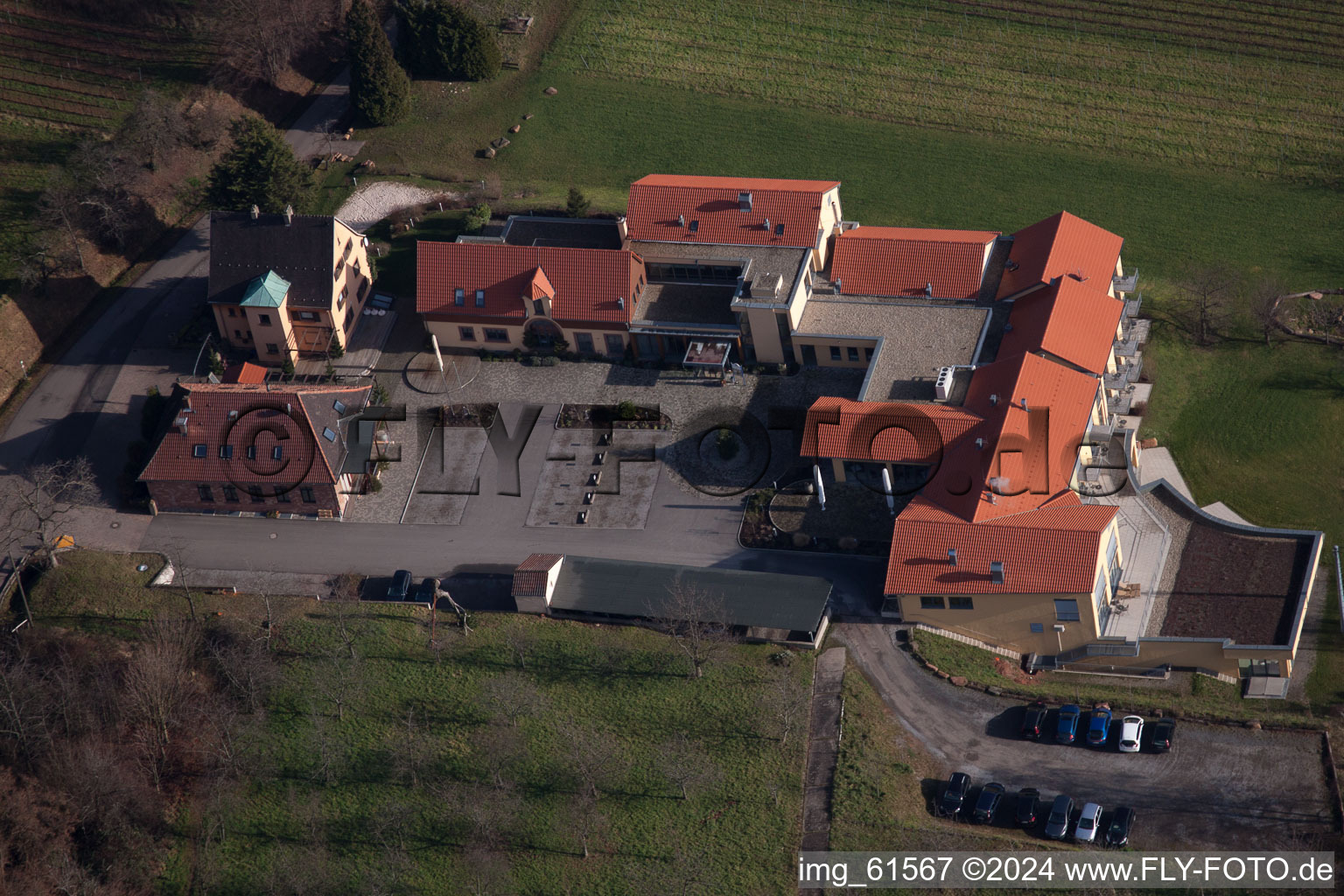 Weyher in der Pfalz in the state Rhineland-Palatinate, Germany seen from a drone