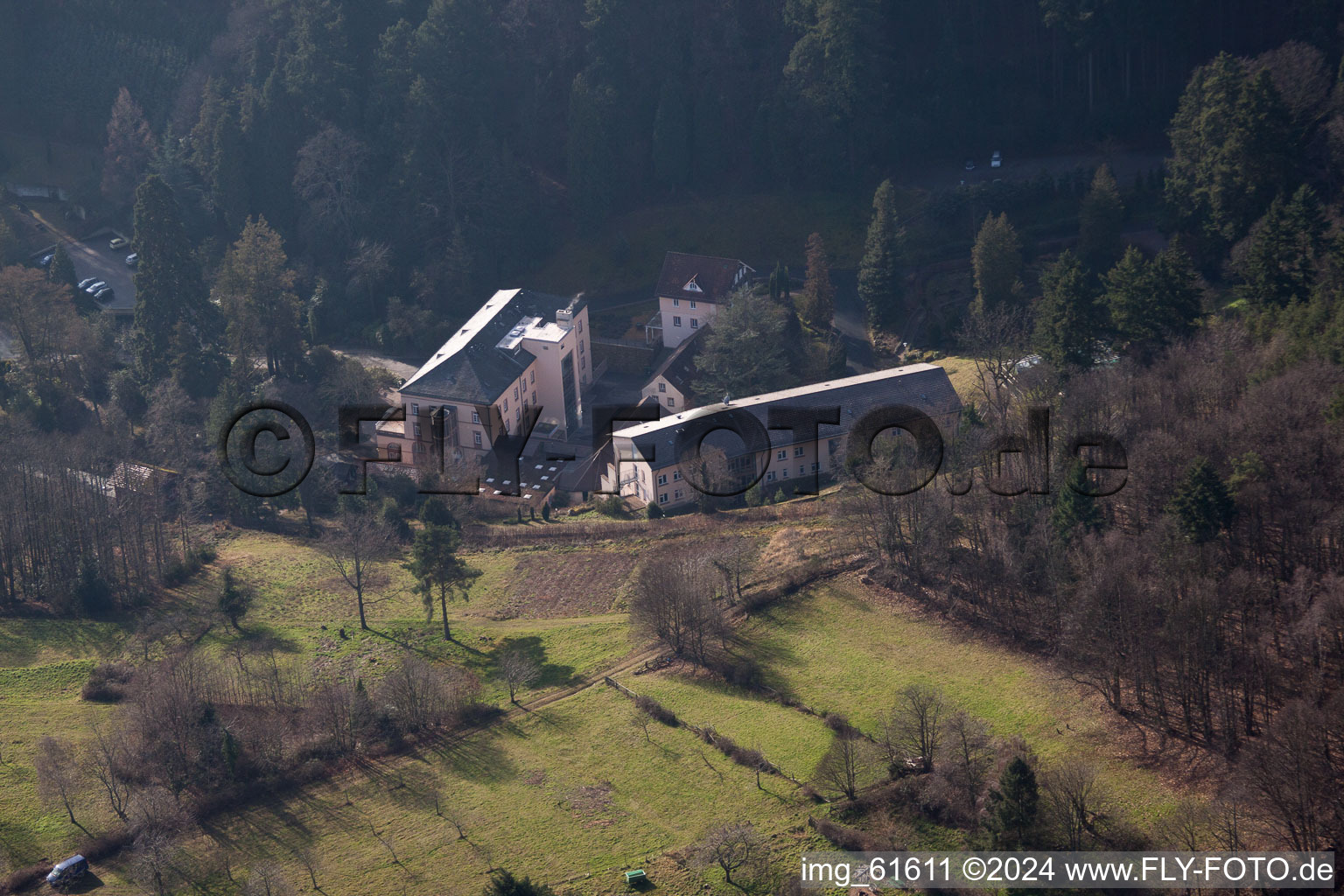 Oblique view of Burrweiler, Buschmühle in Buschmühle in the state Rhineland-Palatinate, Germany