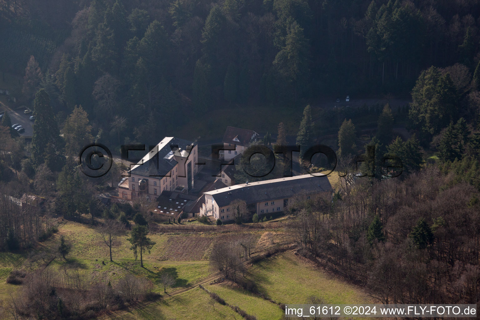 Burrweiler, Buschmühle in Buschmühle in the state Rhineland-Palatinate, Germany from above