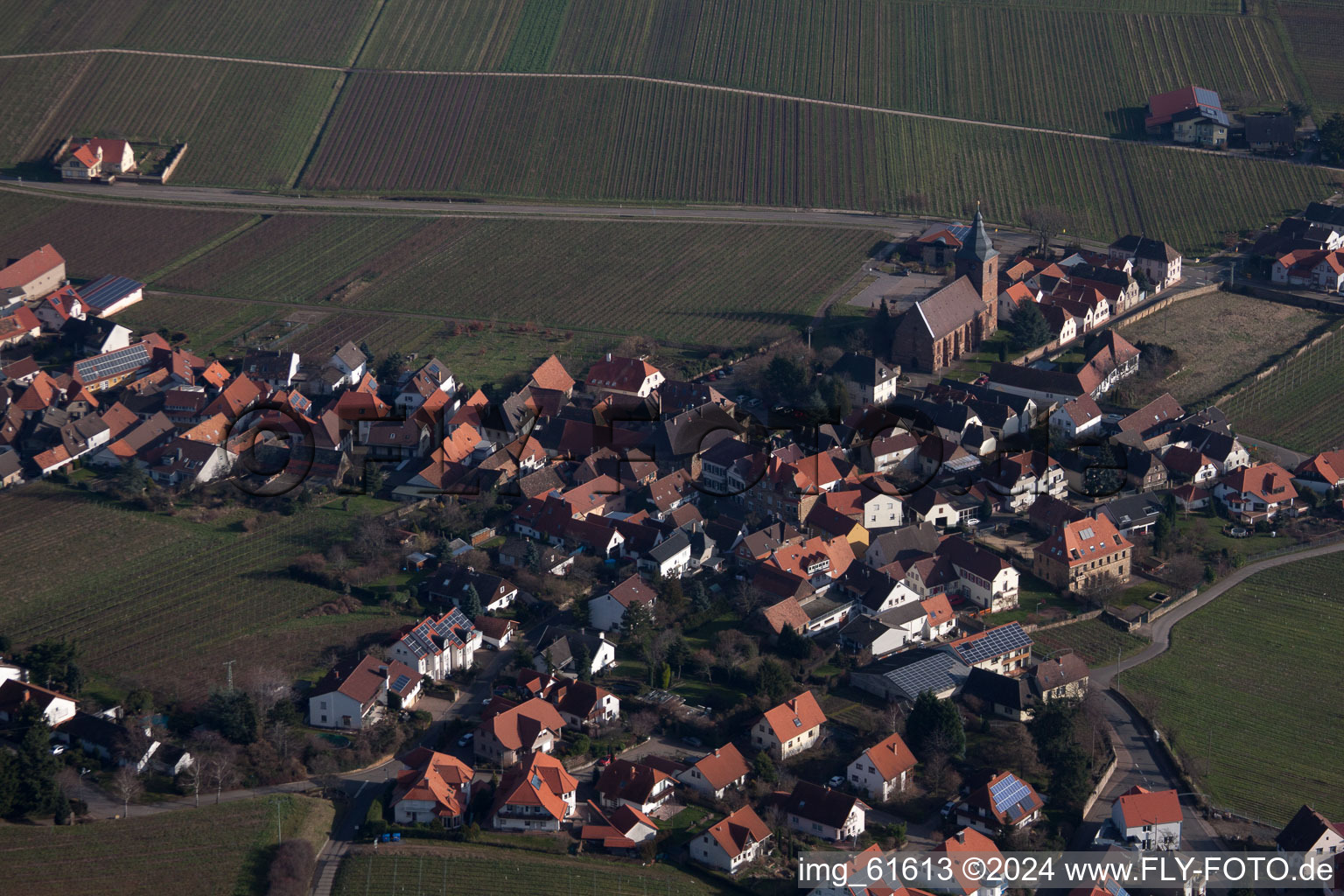 Drone image of Gleisweiler in the state Rhineland-Palatinate, Germany