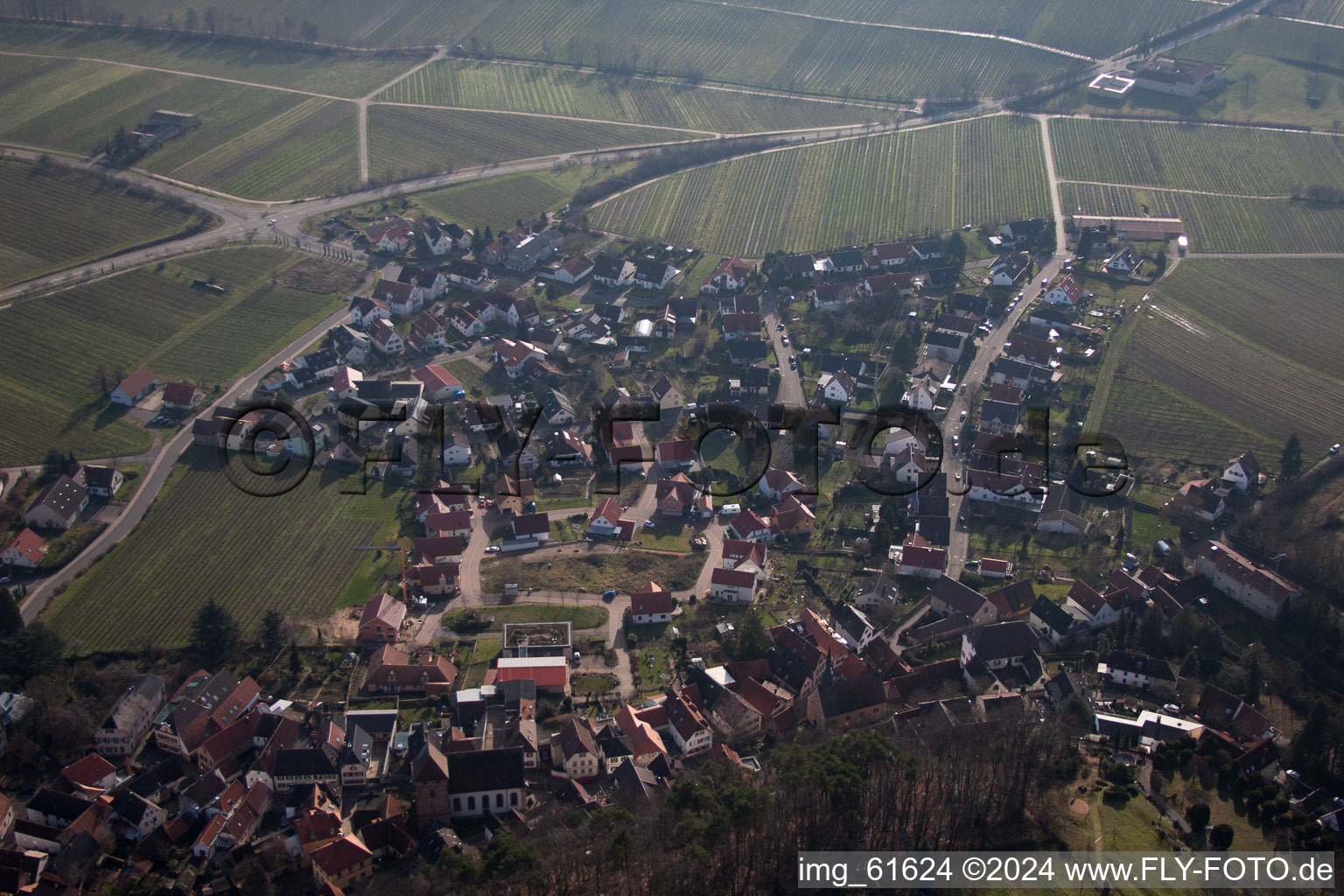 Gleisweiler in the state Rhineland-Palatinate, Germany from above