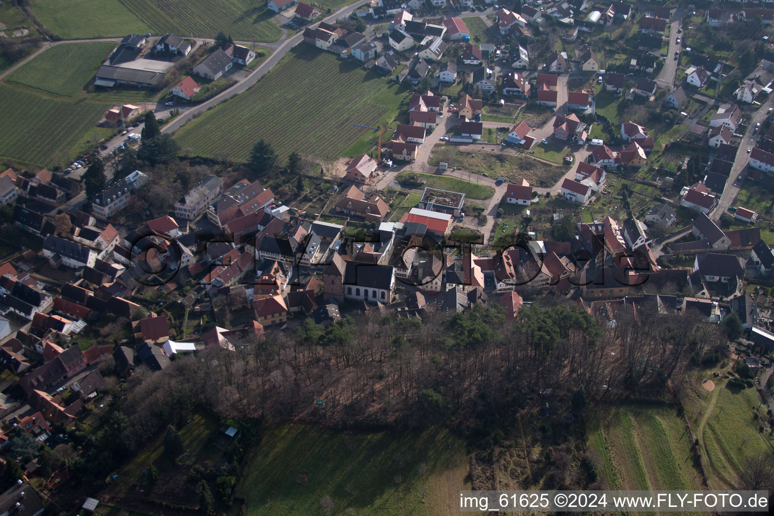 Gleisweiler in the state Rhineland-Palatinate, Germany seen from above