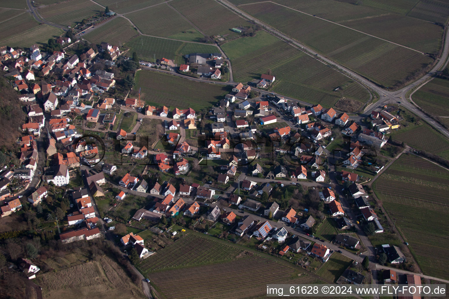 Gleisweiler in the state Rhineland-Palatinate, Germany seen from above