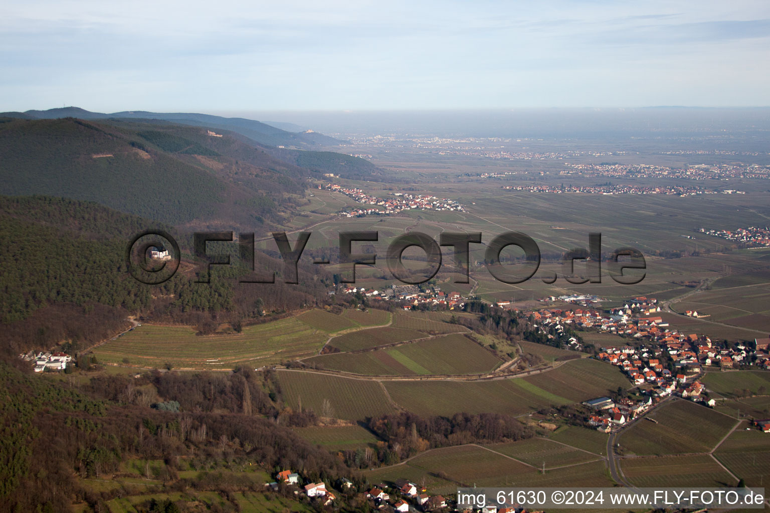 Aerial view of Burrweiler in the state Rhineland-Palatinate, Germany