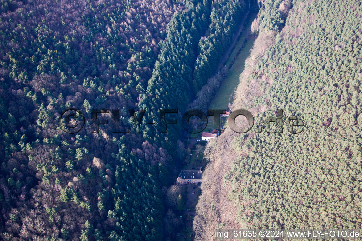 Aerial view of Hainbachtal in Frankweiler in the state Rhineland-Palatinate, Germany