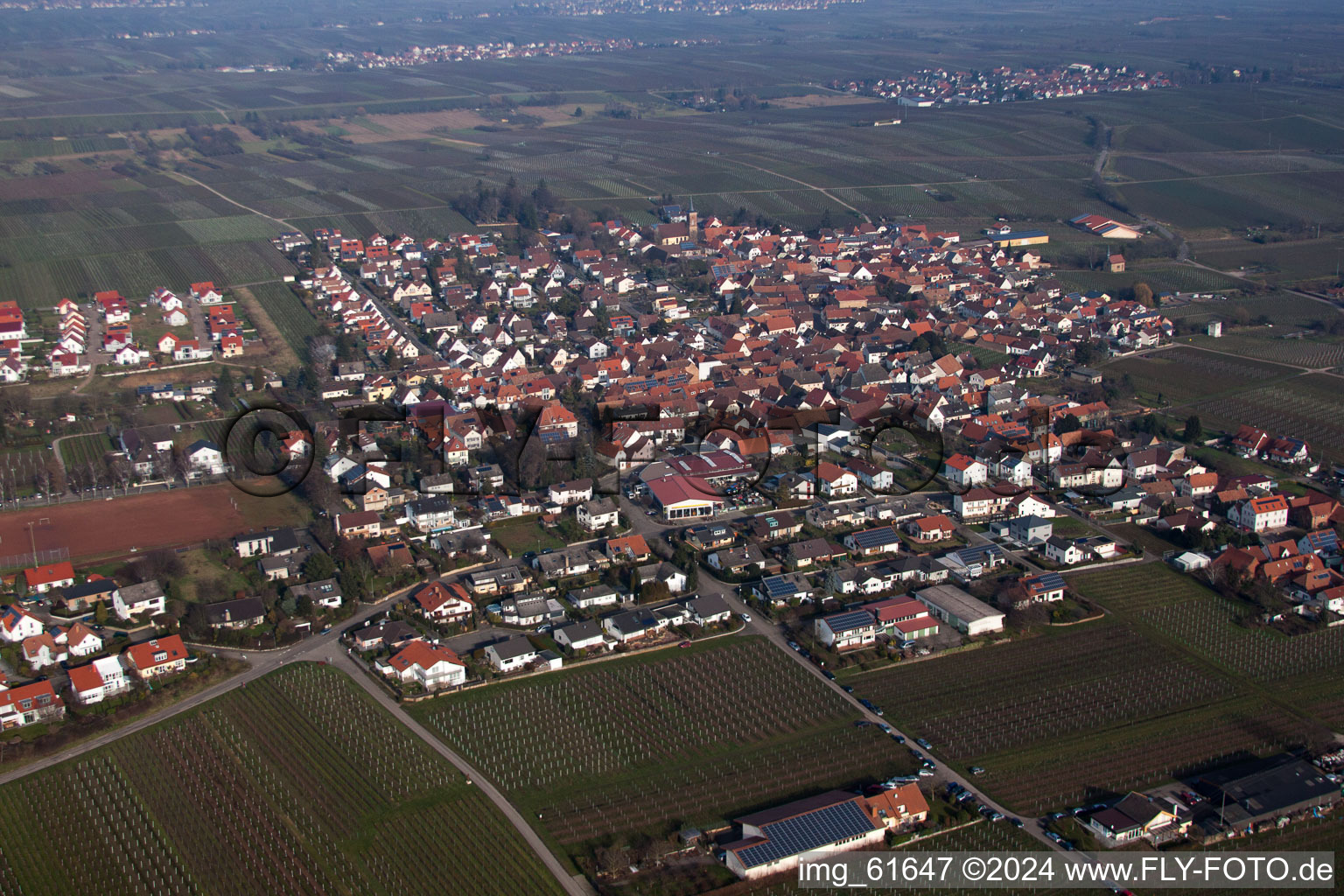 Aerial view of District Nußdorf in Landau in der Pfalz in the state Rhineland-Palatinate, Germany