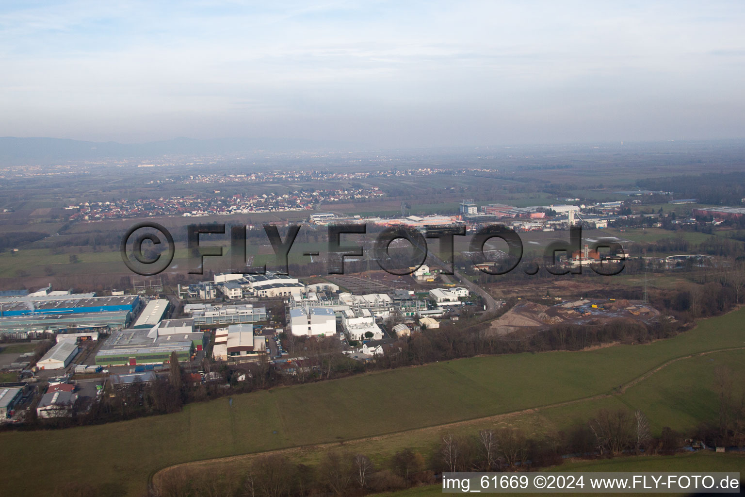 Aerial photograpy of Landau-Ost industrial area in Landau in der Pfalz in the state Rhineland-Palatinate, Germany