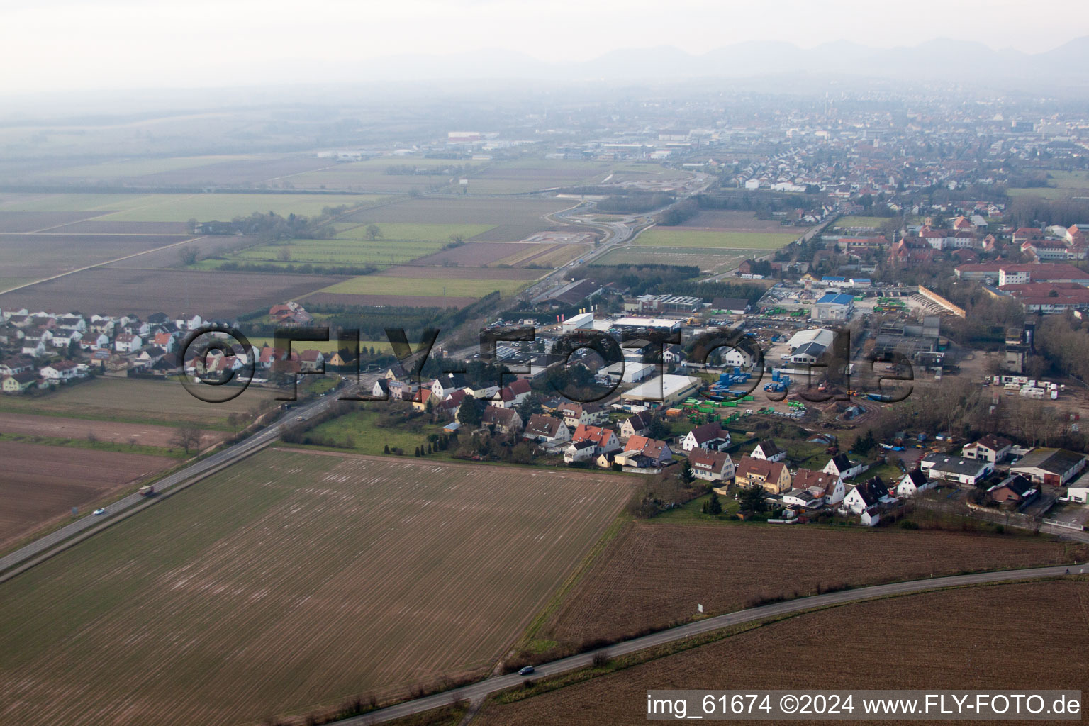 Aerial view of Borheimer Way in Landau in der Pfalz in the state Rhineland-Palatinate, Germany