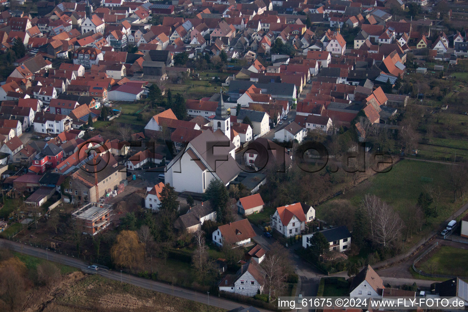 Offenbach an der Queich in the state Rhineland-Palatinate, Germany from the drone perspective