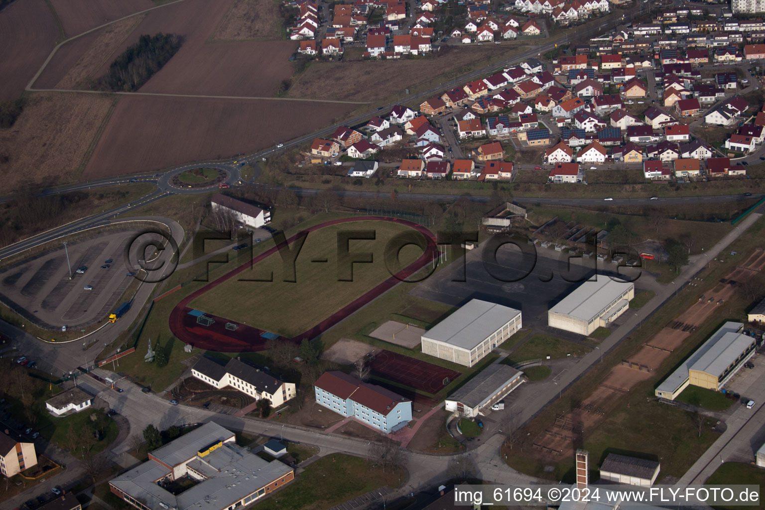 Aerial photograpy of Sponeck Barracks in Germersheim in the state Rhineland-Palatinate, Germany