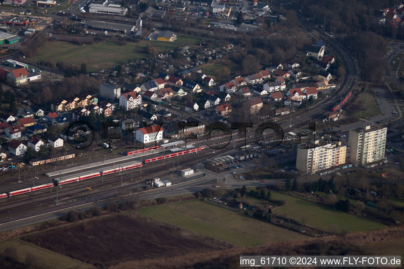 Railroad station in Germersheim in the state Rhineland-Palatinate, Germany