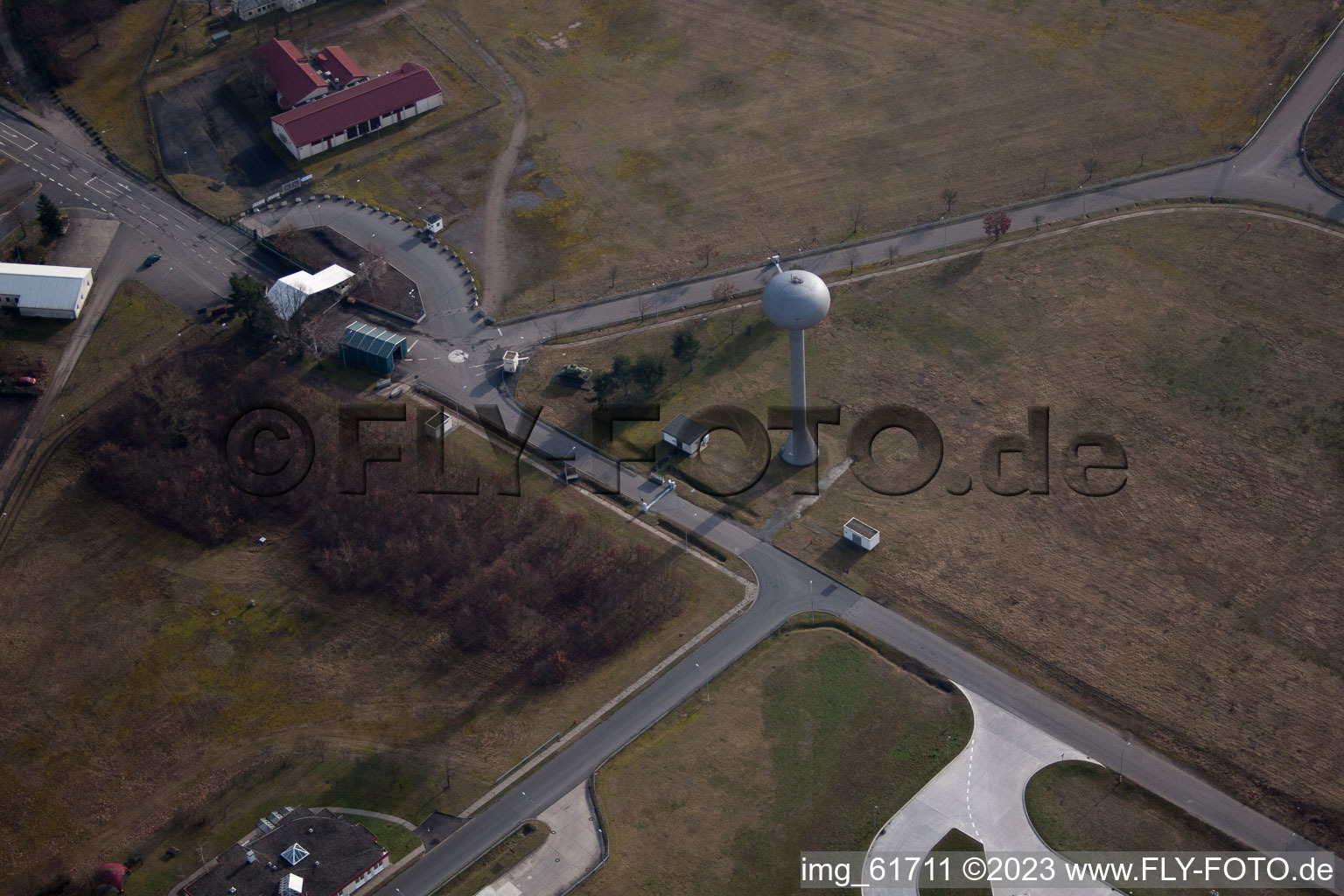 Bundeswehr depot water tower in Germersheim in the state Rhineland-Palatinate, Germany