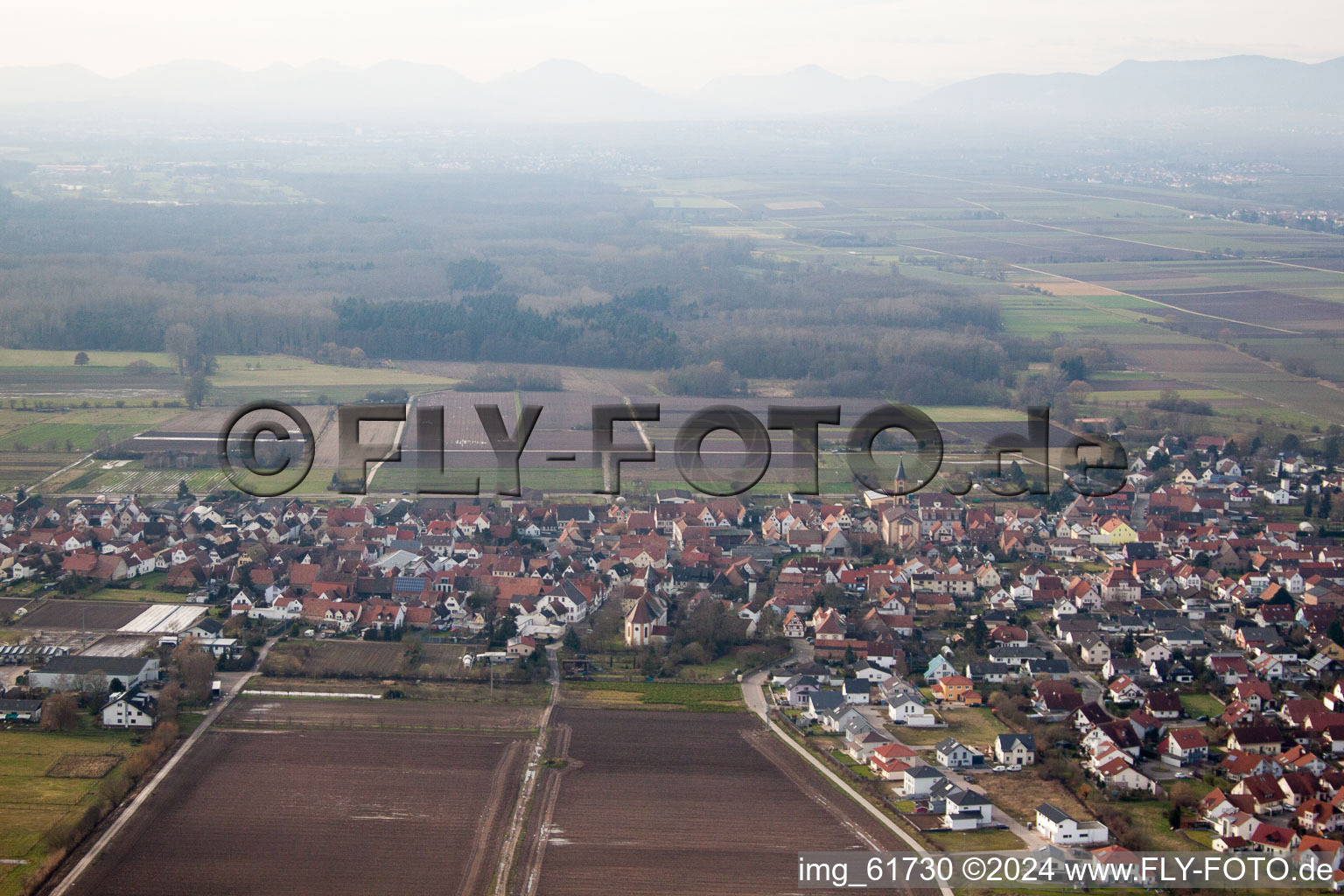 Zeiskam in the state Rhineland-Palatinate, Germany from the drone perspective