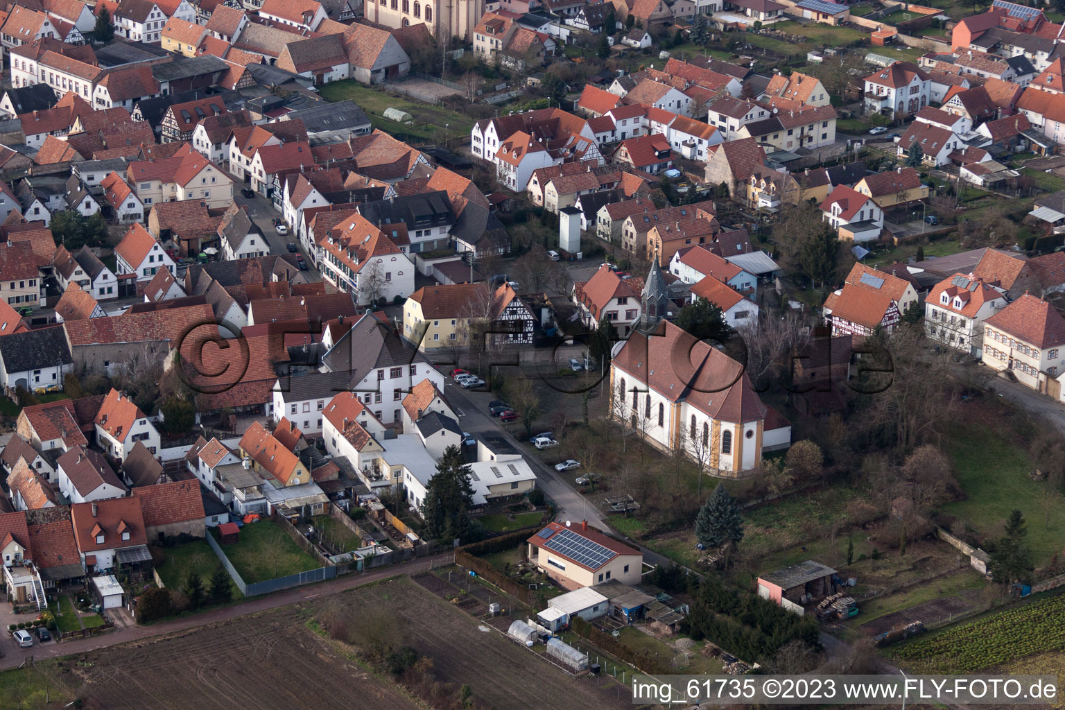 Aerial photograpy of Zeiskam in the state Rhineland-Palatinate, Germany
