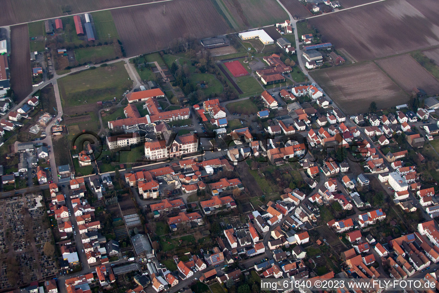 Drone image of District Herxheim in Herxheim bei Landau in the state Rhineland-Palatinate, Germany