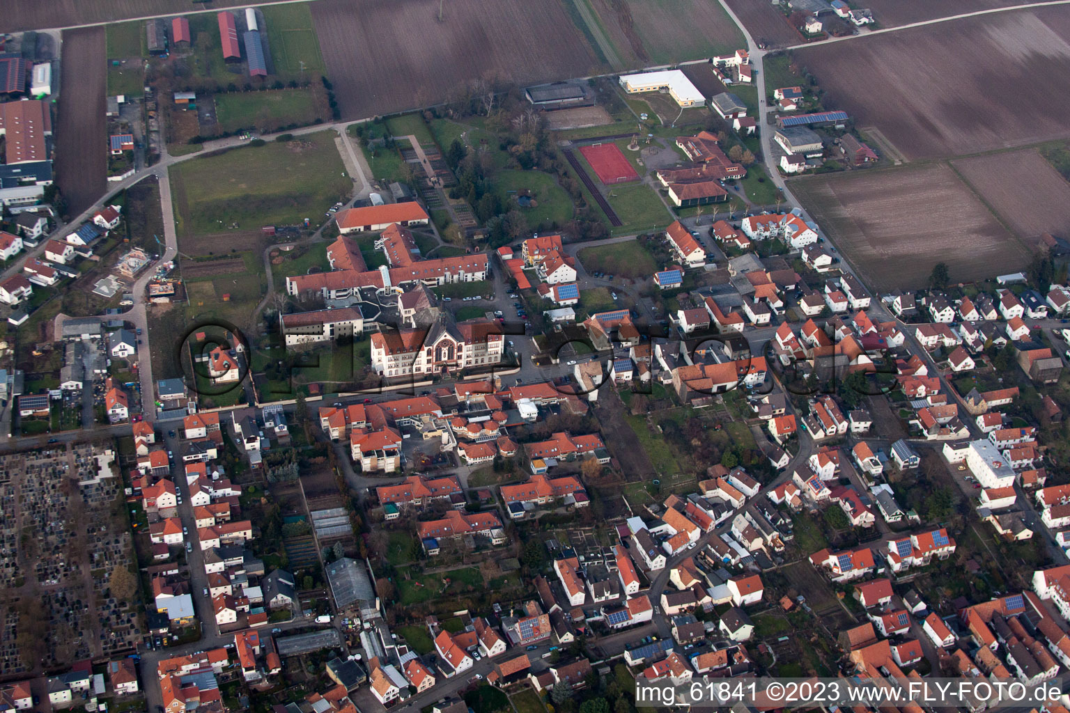 District Herxheim in Herxheim bei Landau in the state Rhineland-Palatinate, Germany from the drone perspective