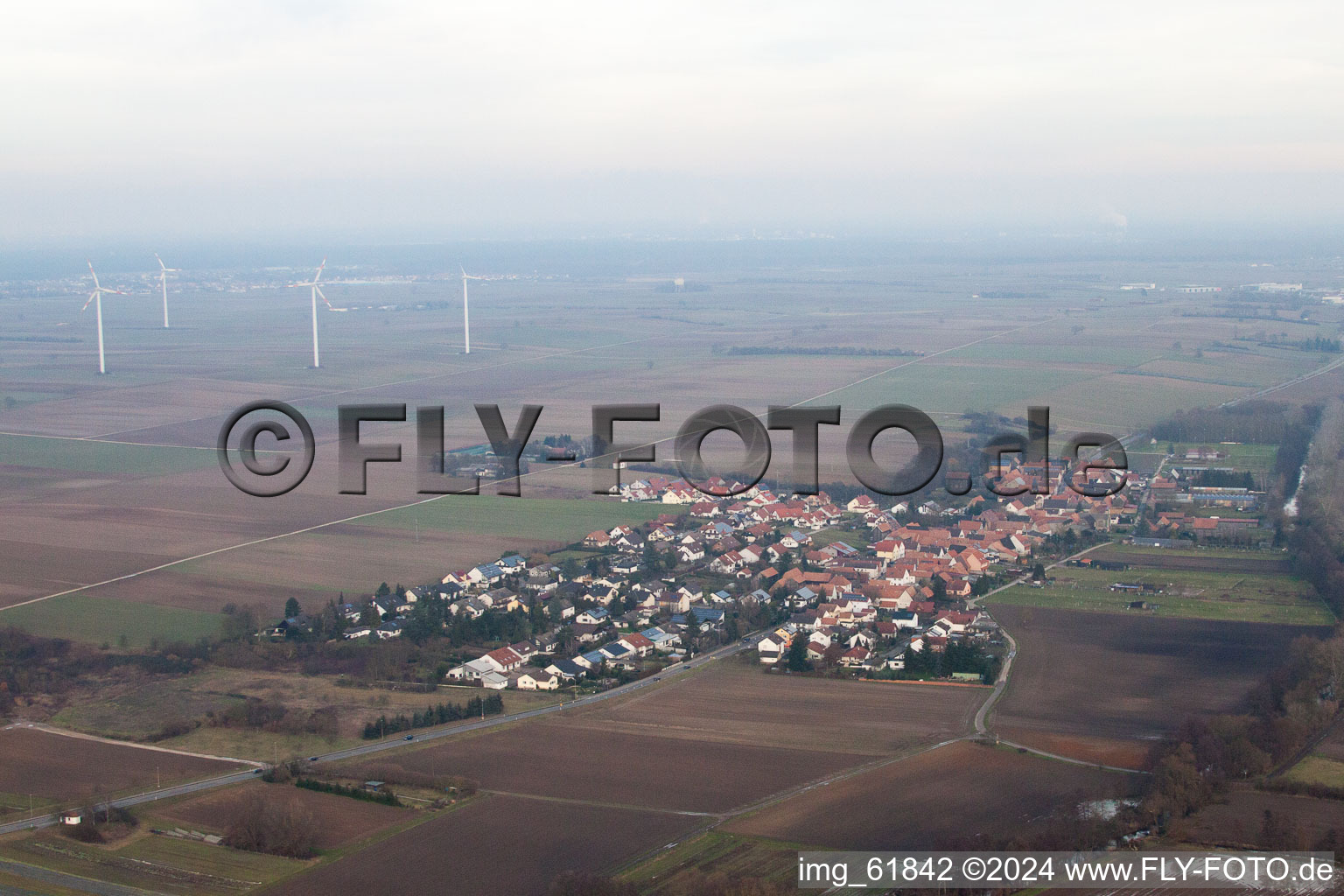 Herxheimweyher in the state Rhineland-Palatinate, Germany seen from a drone