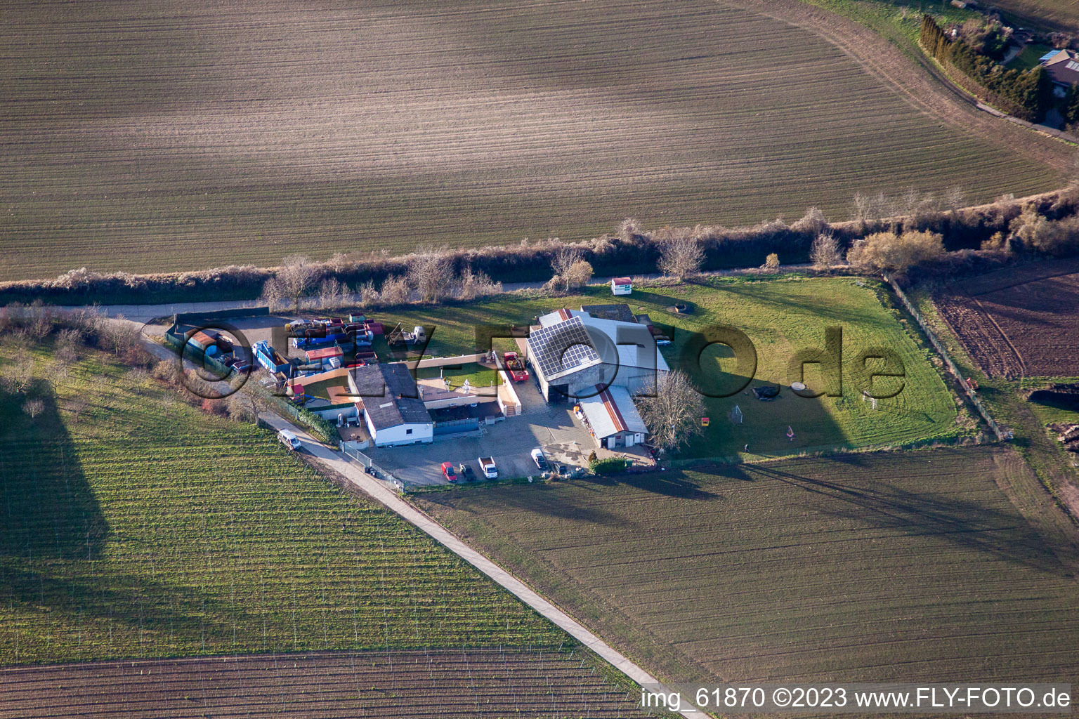 Drone image of District Ingenheim in Billigheim-Ingenheim in the state Rhineland-Palatinate, Germany