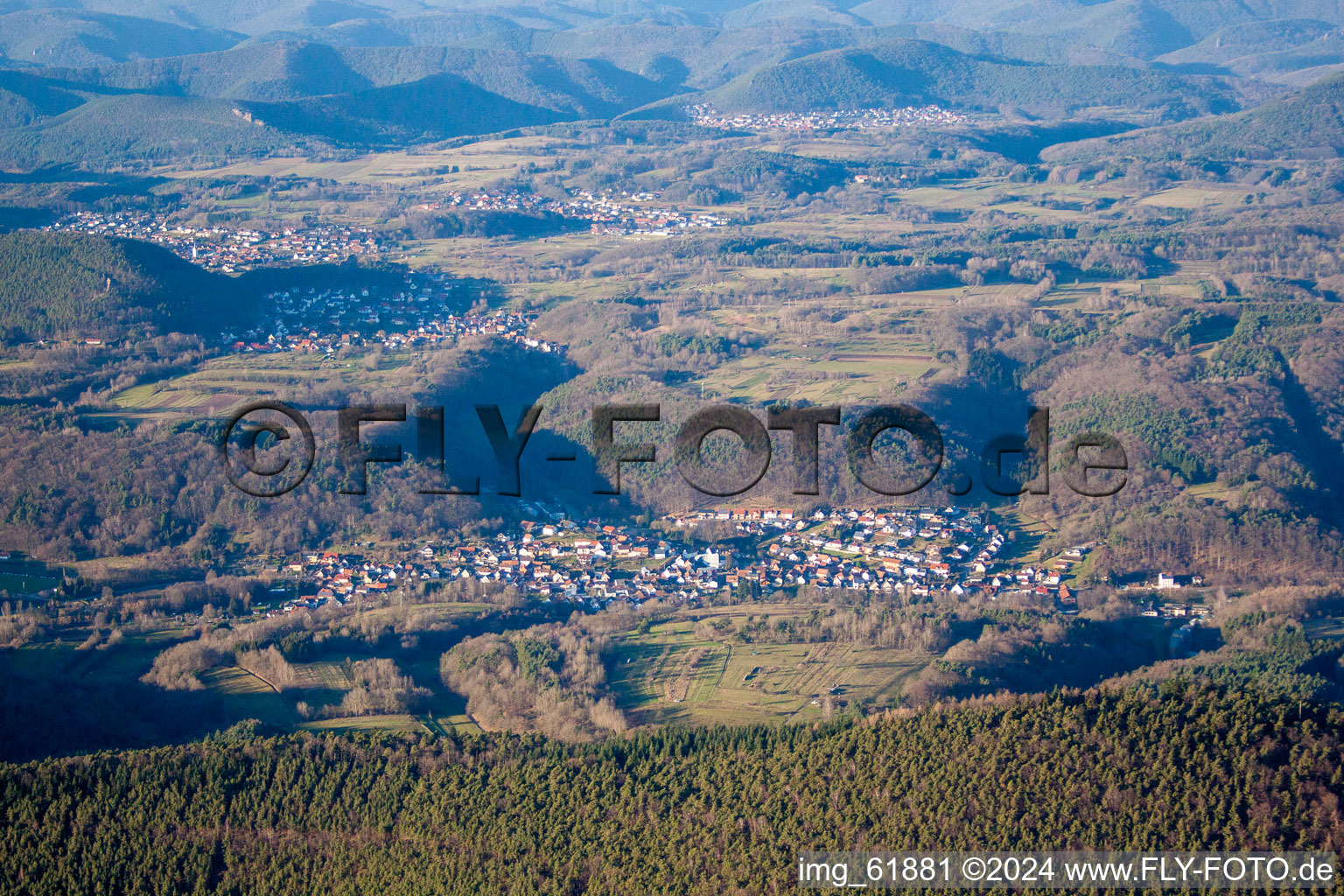 Oblique view of Silz in the state Rhineland-Palatinate, Germany