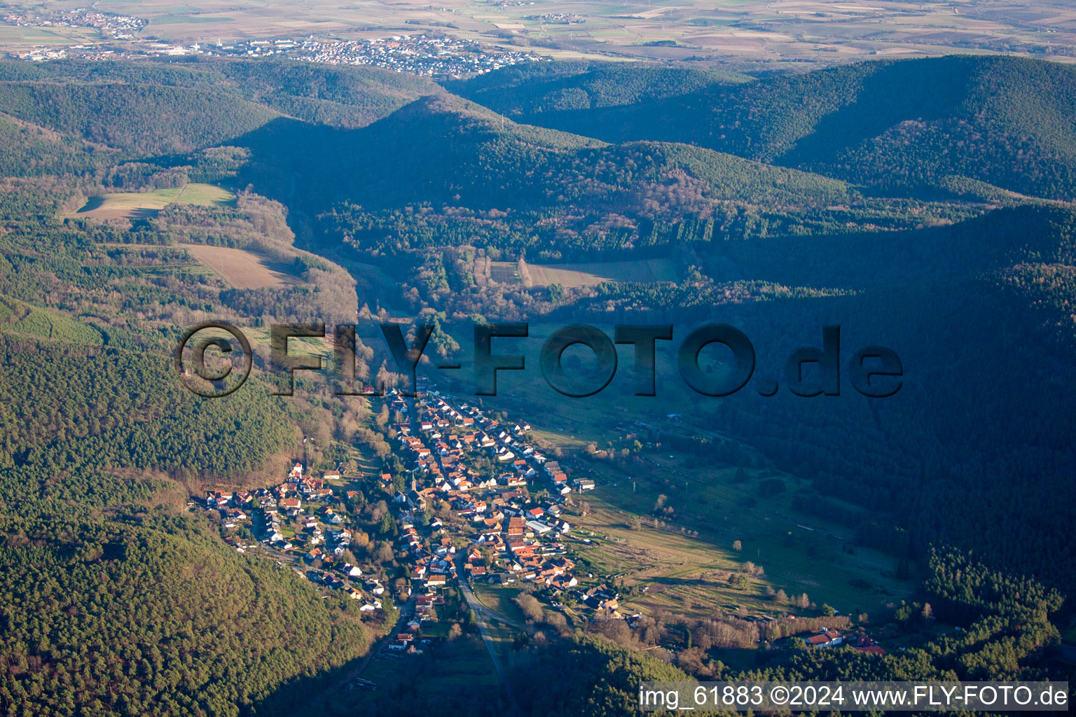 Vorderweidenthal in the state Rhineland-Palatinate, Germany seen from a drone