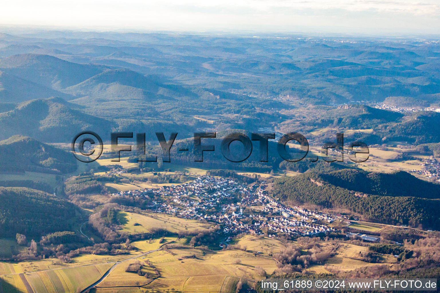 From the east in Busenberg in the state Rhineland-Palatinate, Germany