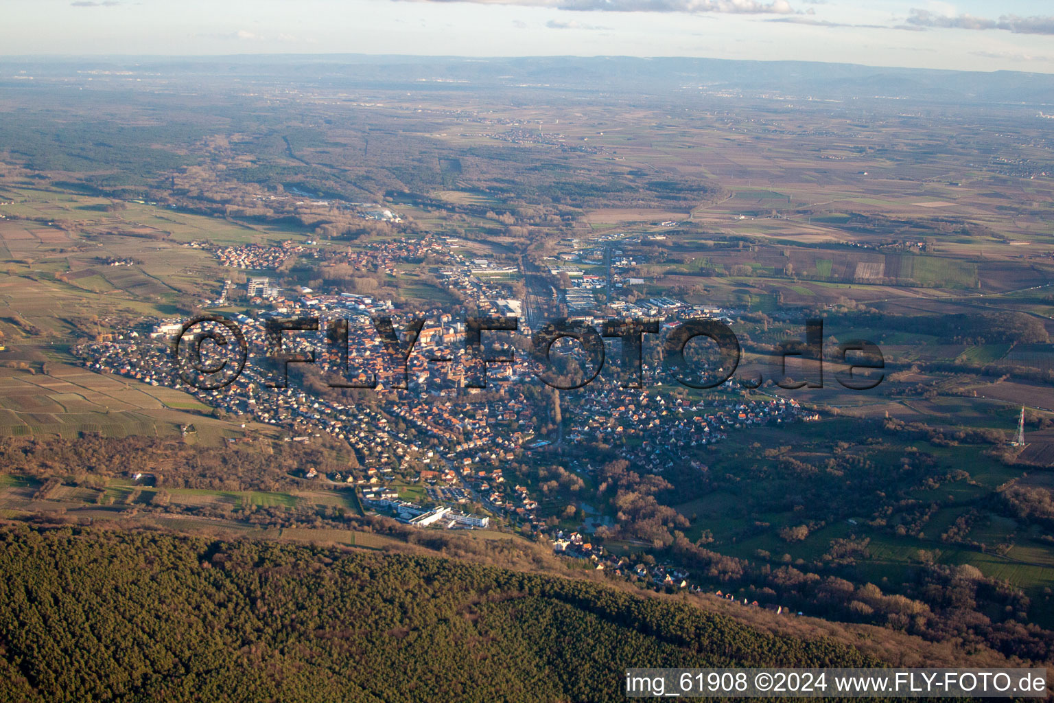 Aerial photograpy of From the west in Wissembourg in the state Bas-Rhin, France