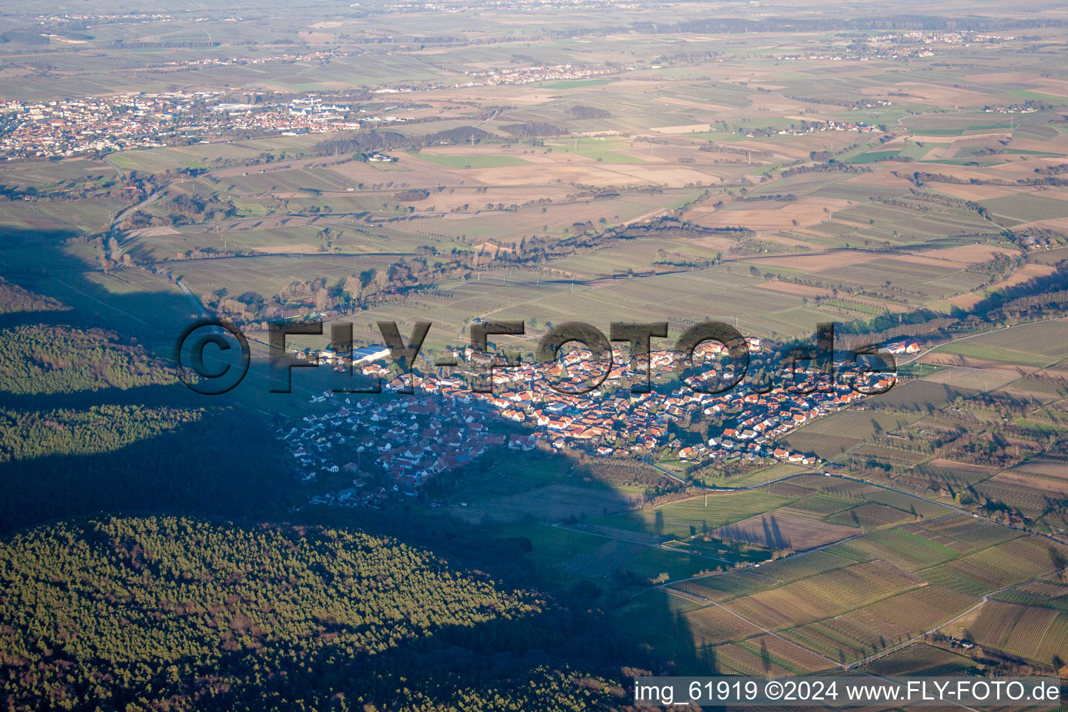 Drone image of Oberotterbach in the state Rhineland-Palatinate, Germany