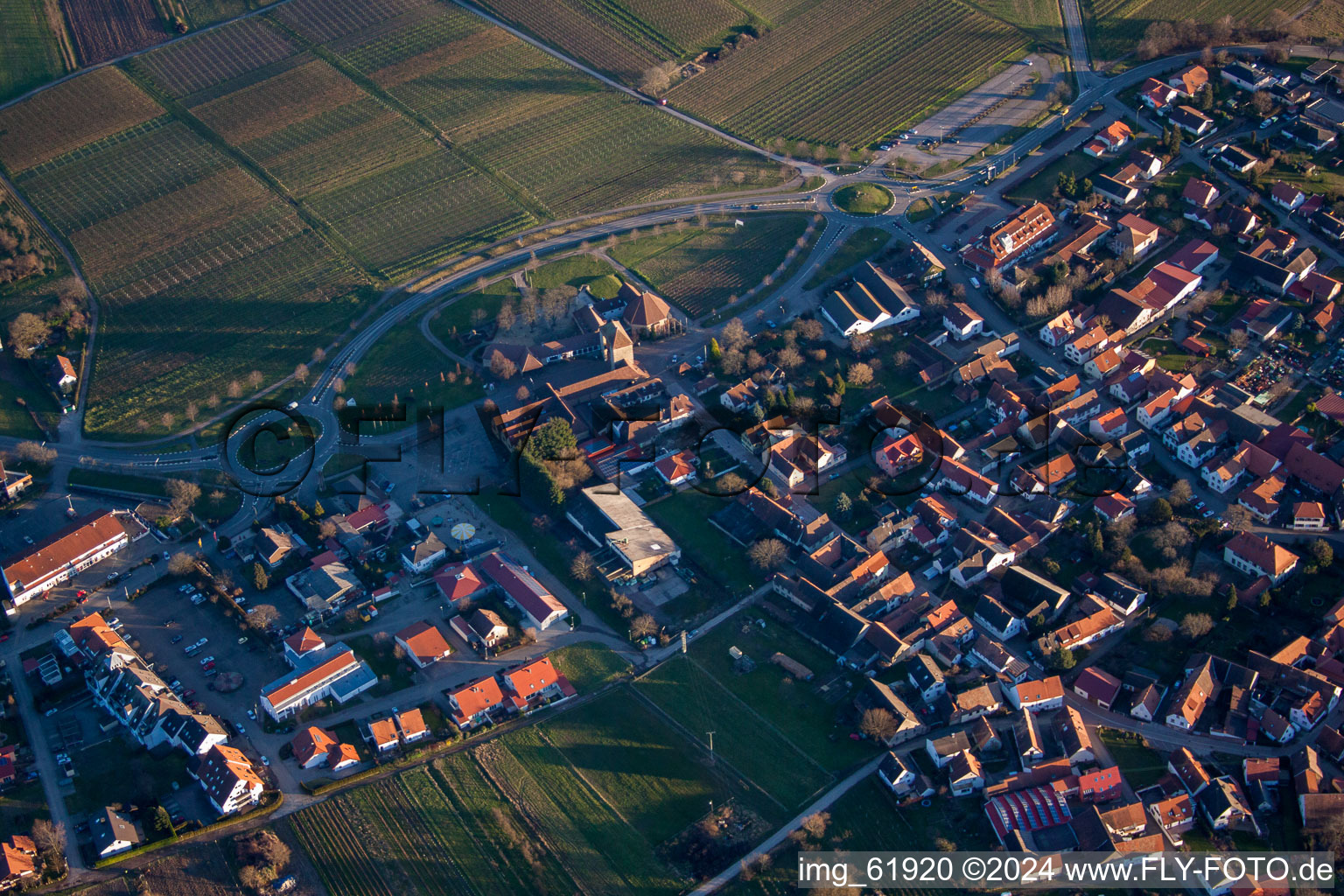 District Rechtenbach in Schweigen-Rechtenbach in the state Rhineland-Palatinate, Germany seen from a drone