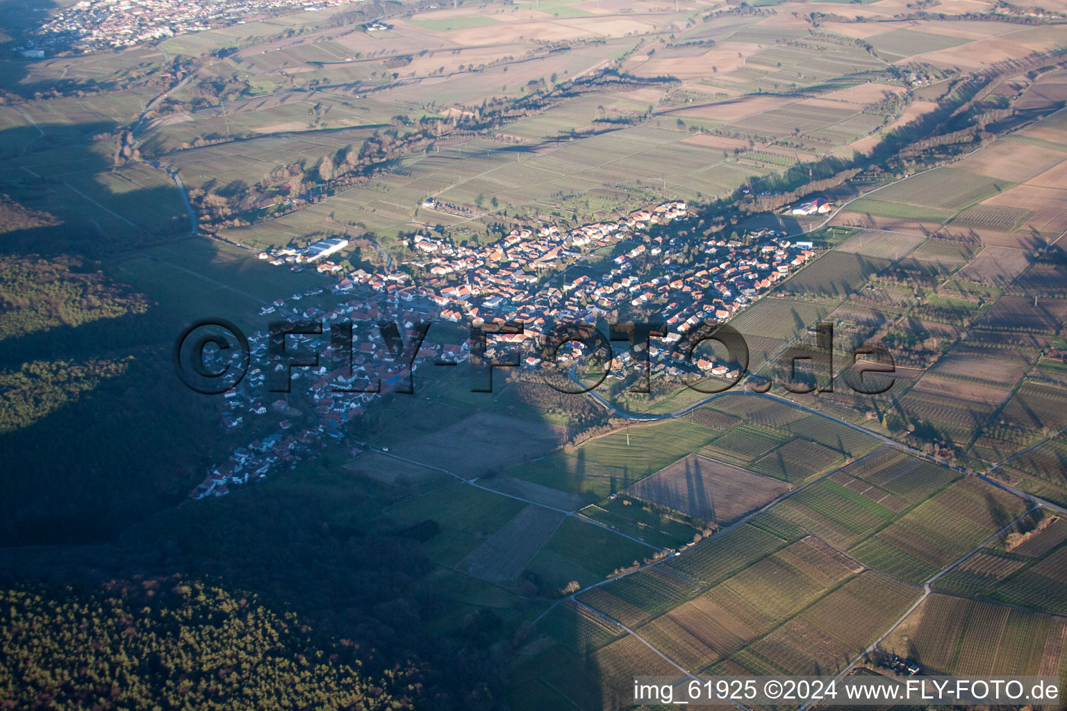 Oberotterbach in the state Rhineland-Palatinate, Germany from the drone perspective