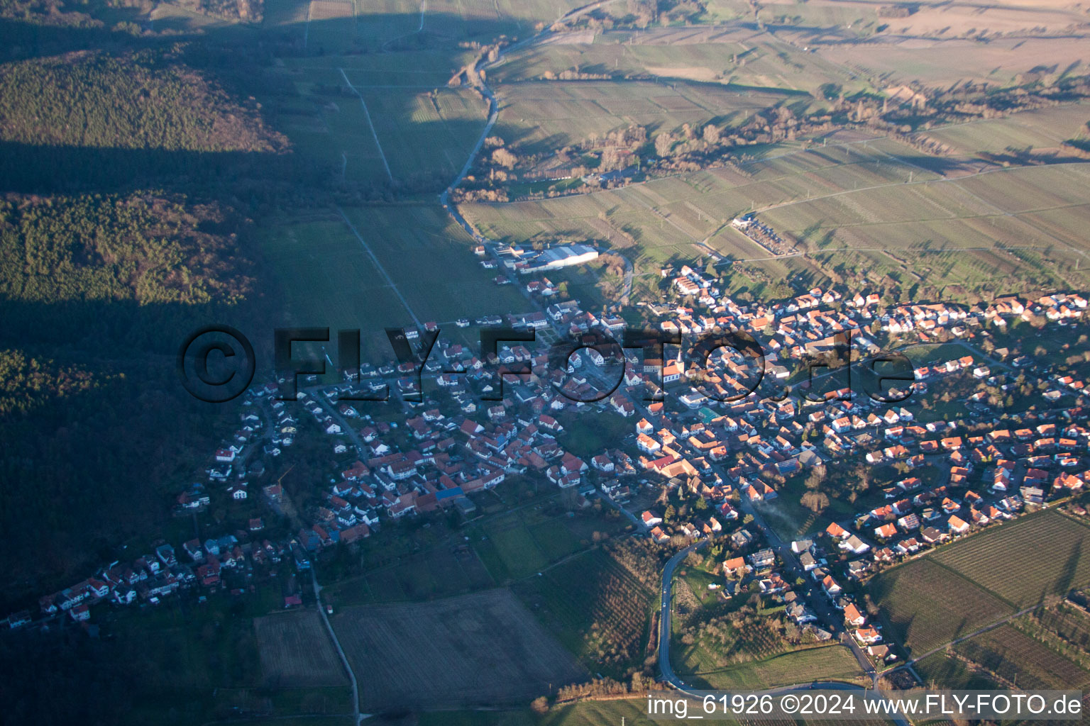 Oberotterbach in the state Rhineland-Palatinate, Germany from a drone