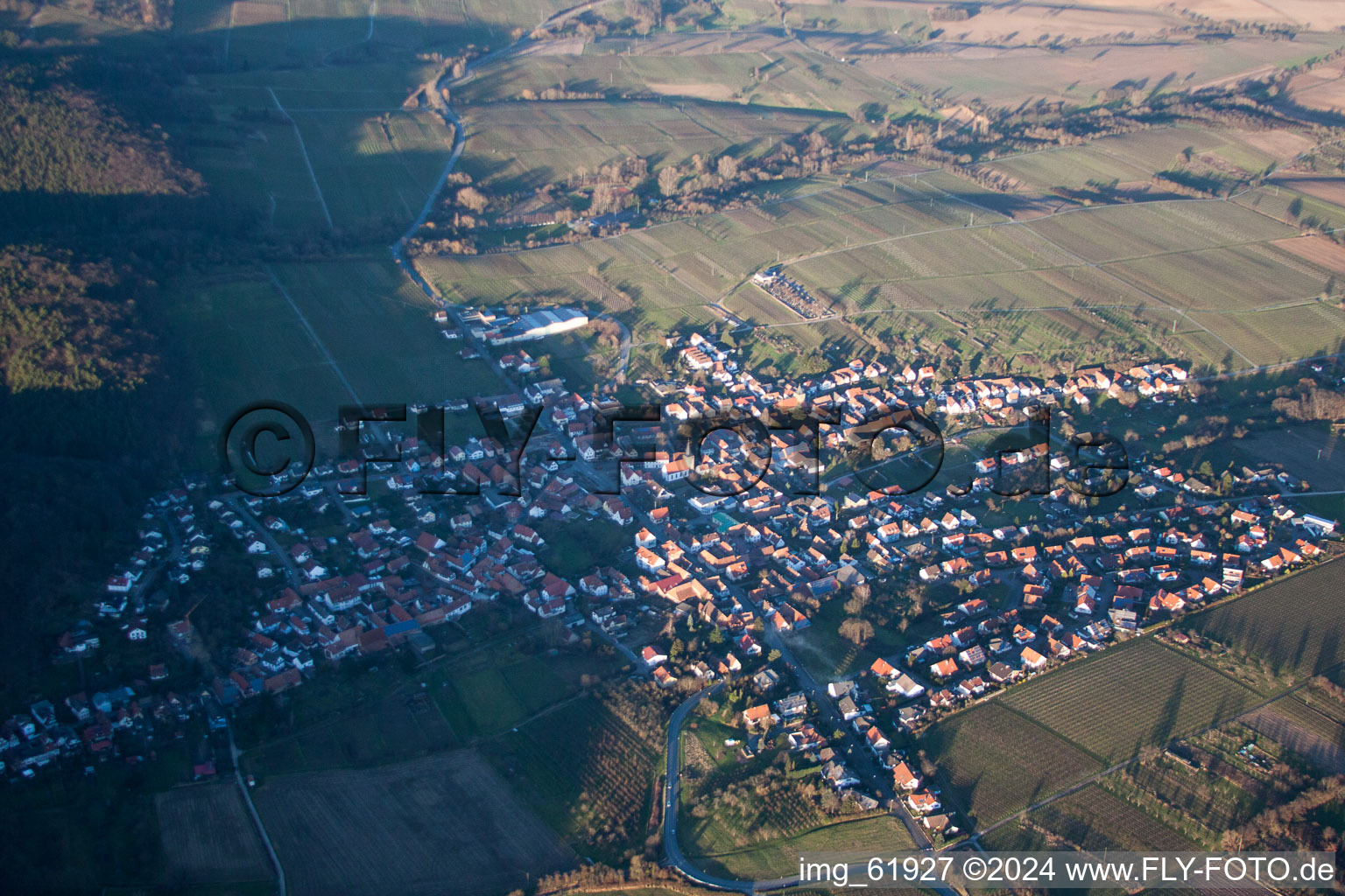 Oberotterbach in the state Rhineland-Palatinate, Germany seen from a drone