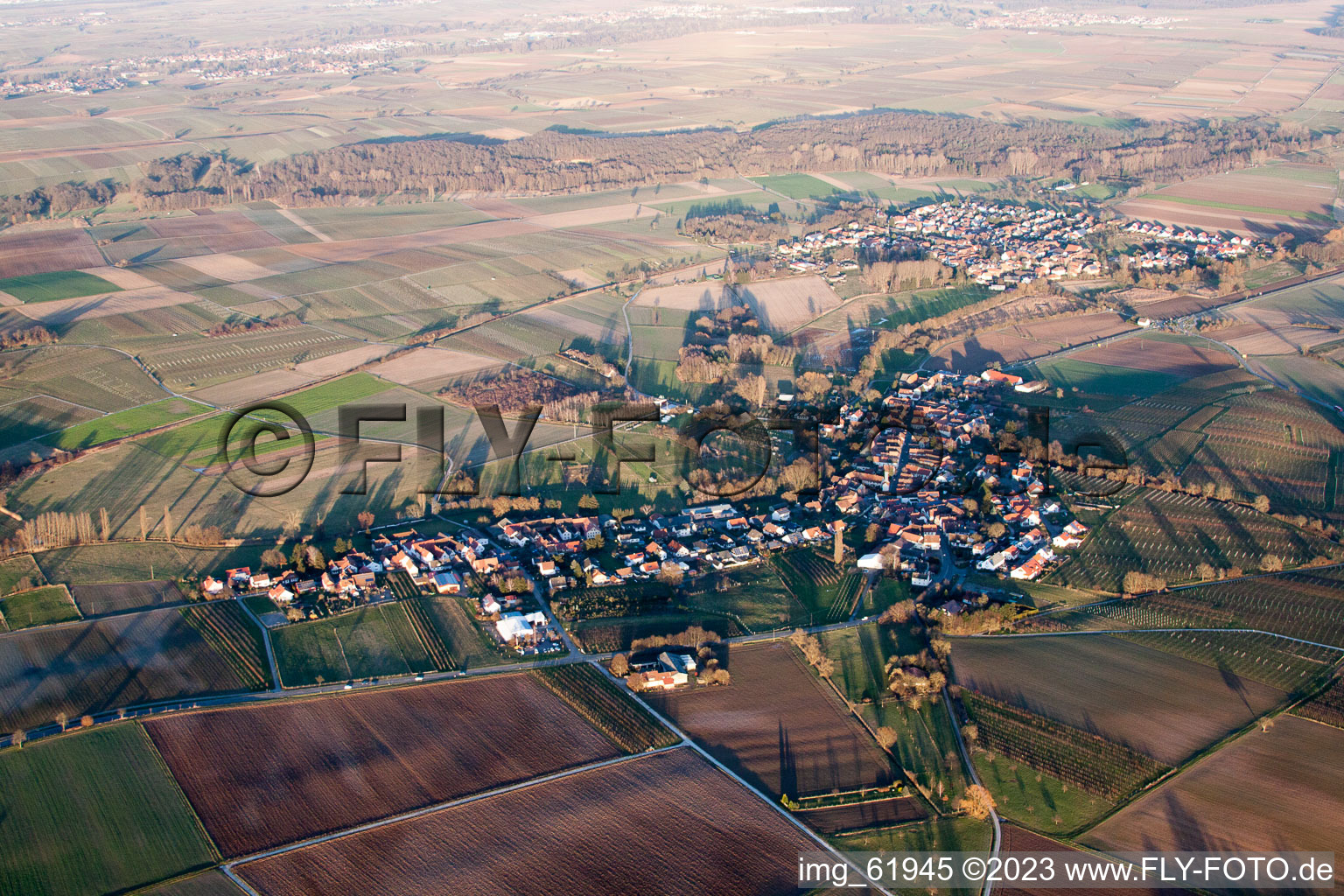 Oberhausen in the state Rhineland-Palatinate, Germany seen from a drone
