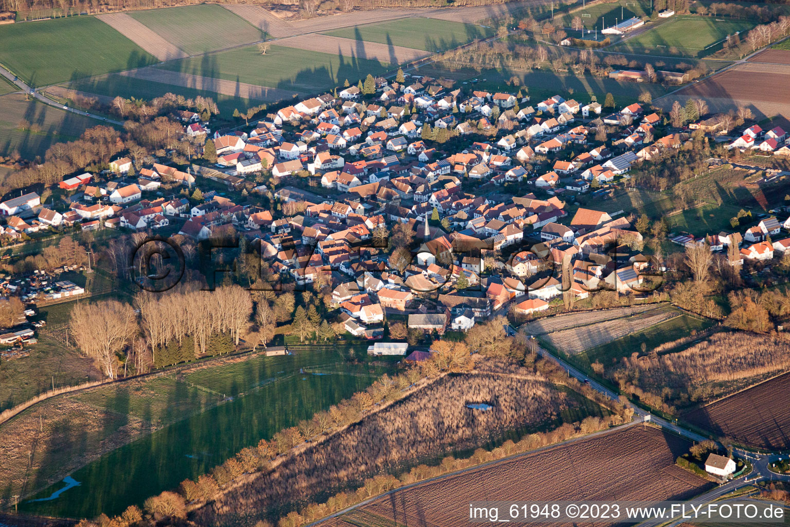 Aerial photograpy of Oberhausen in the state Rhineland-Palatinate, Germany