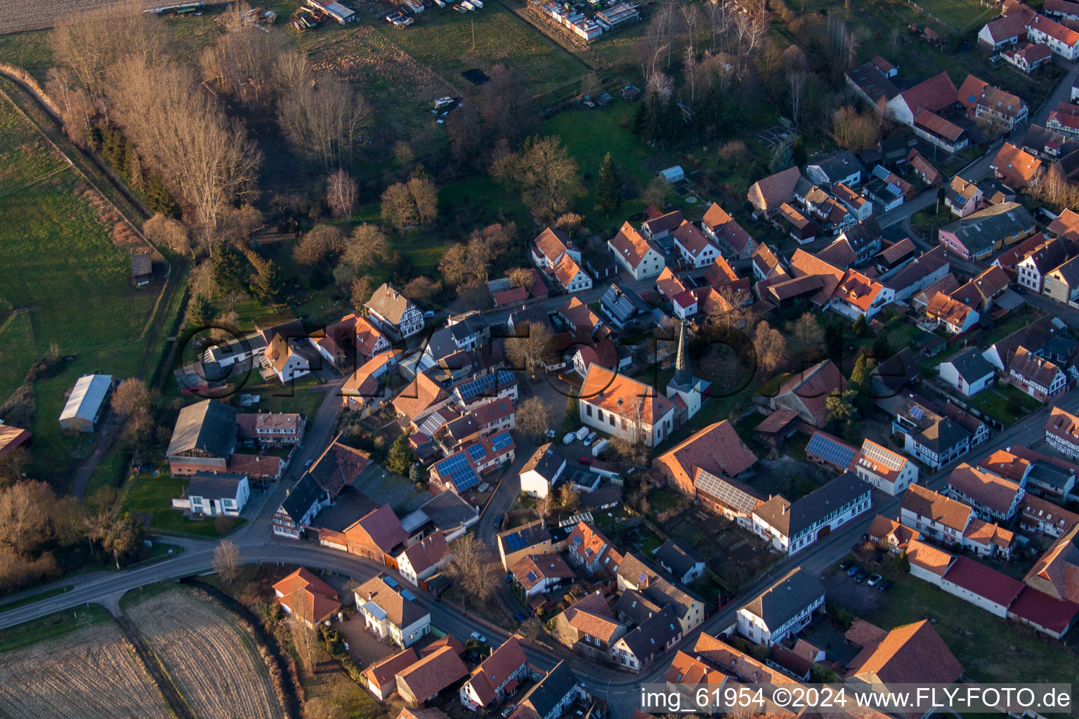 Aerial view of Barbelroth in the state Rhineland-Palatinate, Germany