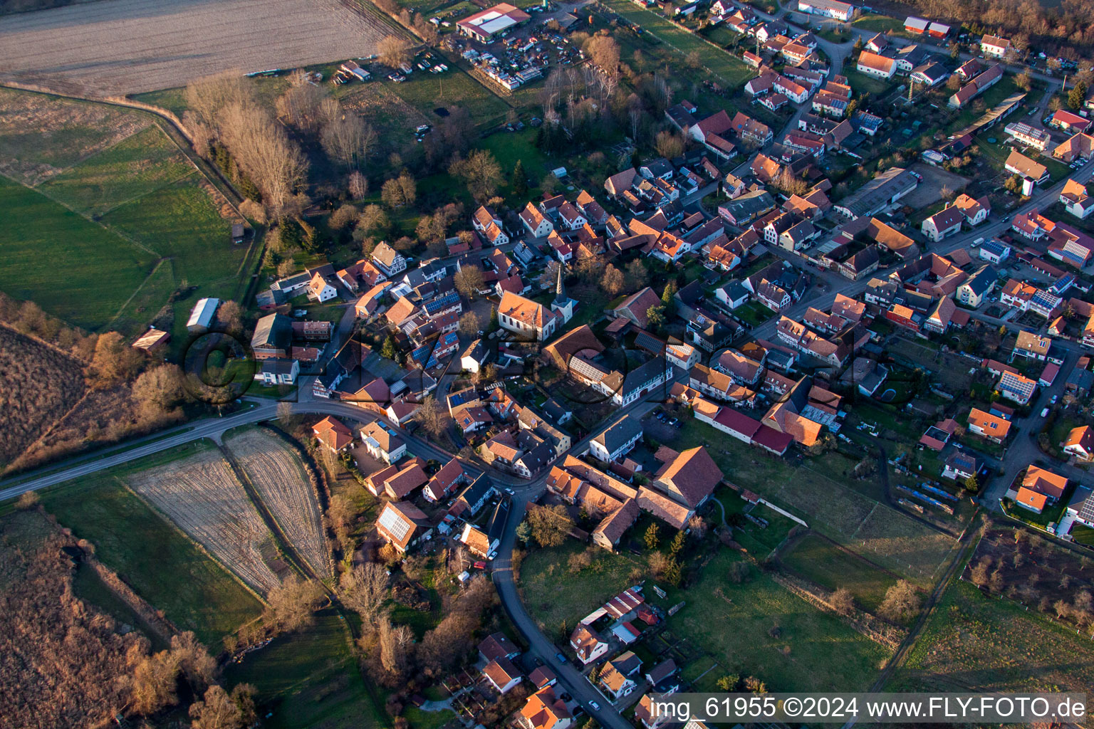 Oblique view of Barbelroth in the state Rhineland-Palatinate, Germany