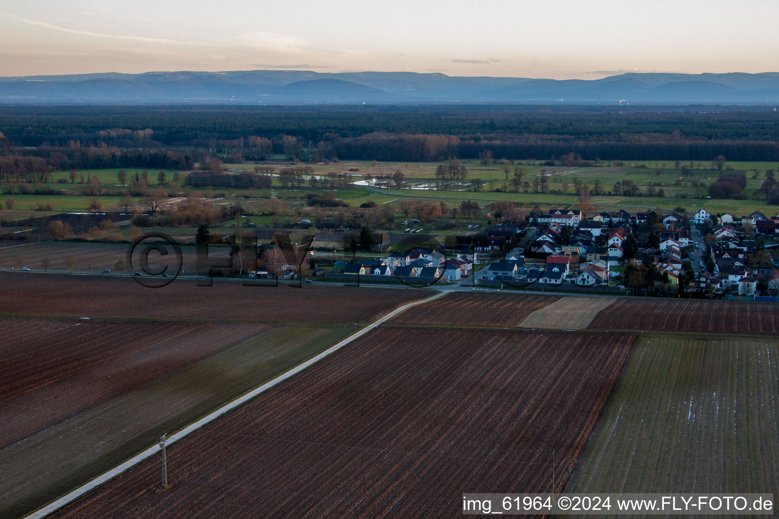 Aerial photograpy of Minfeld in the state Rhineland-Palatinate, Germany