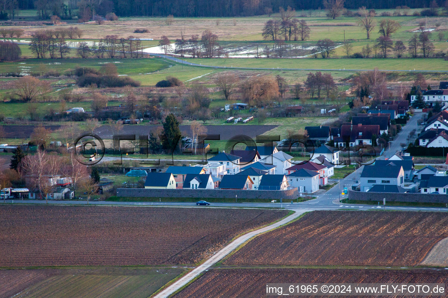 Oblique view of Minfeld in the state Rhineland-Palatinate, Germany