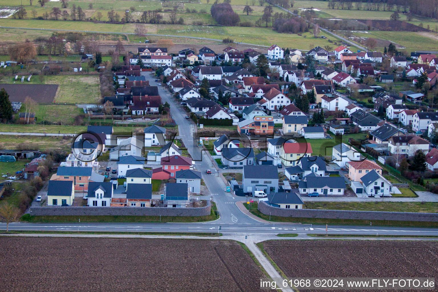 Minfeld in the state Rhineland-Palatinate, Germany seen from above