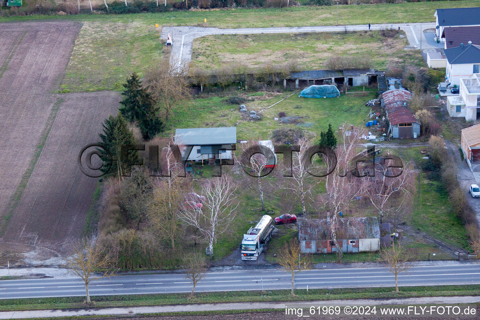 Minfeld in the state Rhineland-Palatinate, Germany from the plane