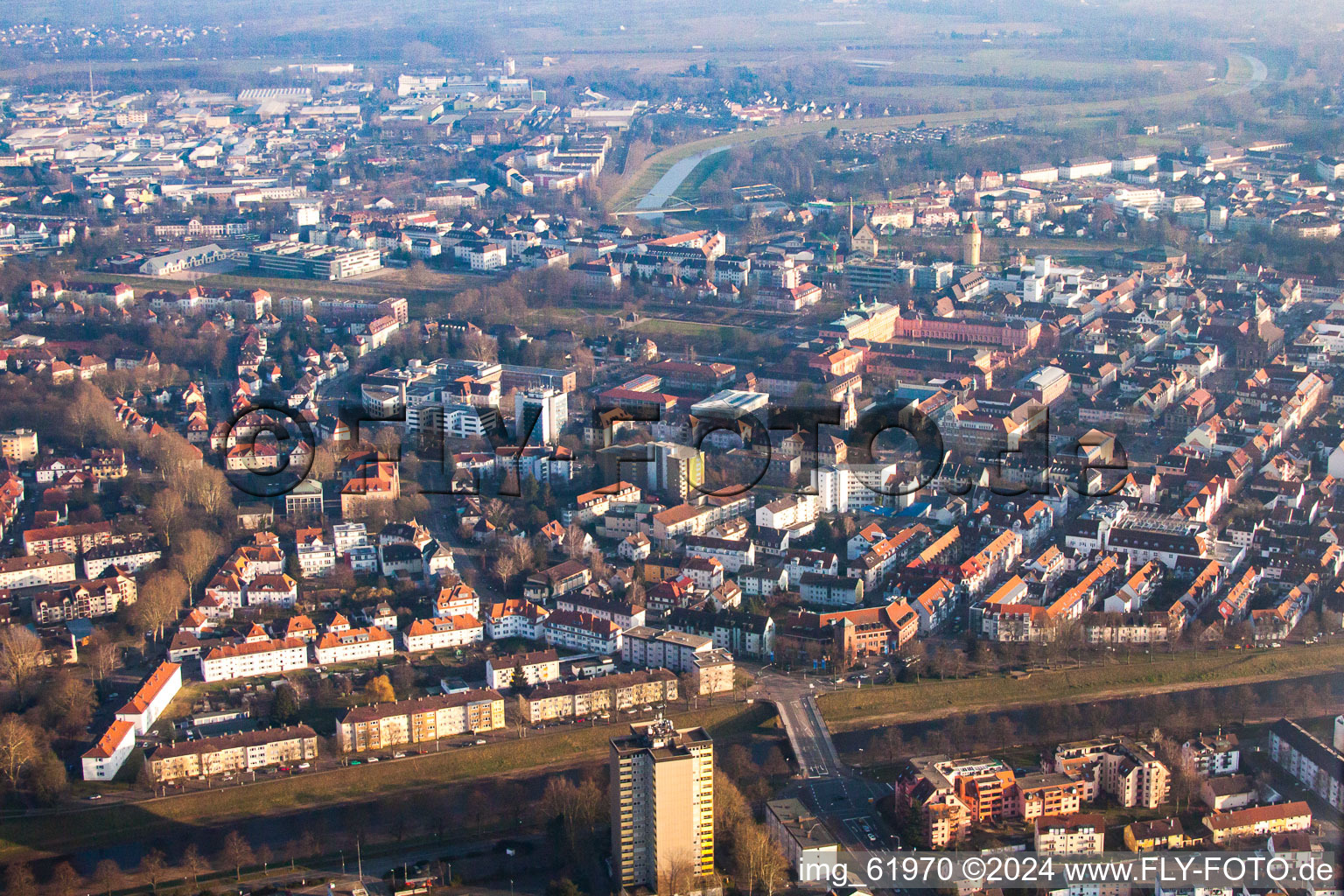 Rastatt in the state Baden-Wuerttemberg, Germany from the drone perspective