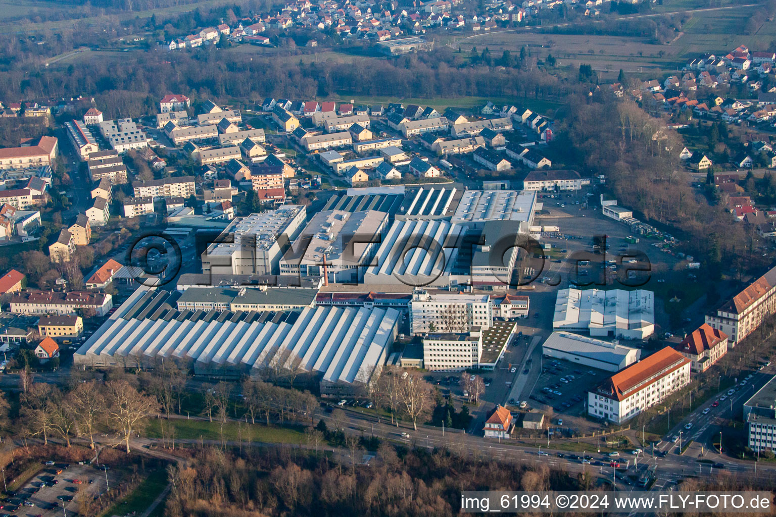 Aerial view of Getinge Academy in Rastatt in the state Baden-Wuerttemberg, Germany