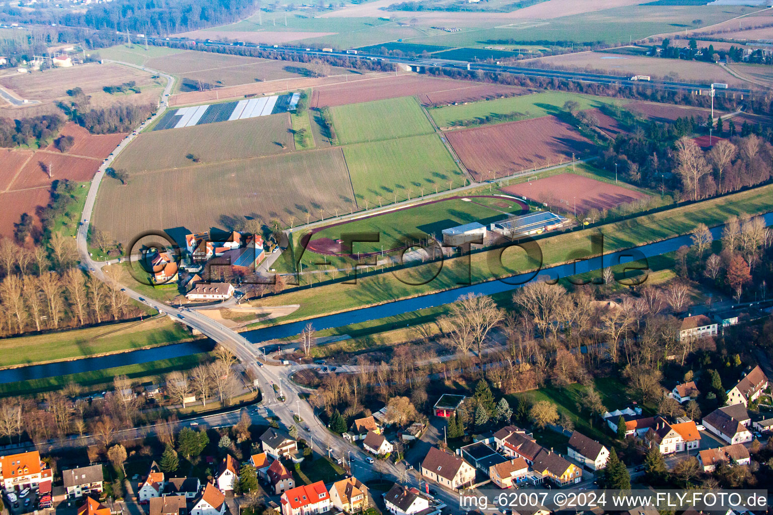 Aerial photograpy of District Niederbühl in Rastatt in the state Baden-Wuerttemberg, Germany