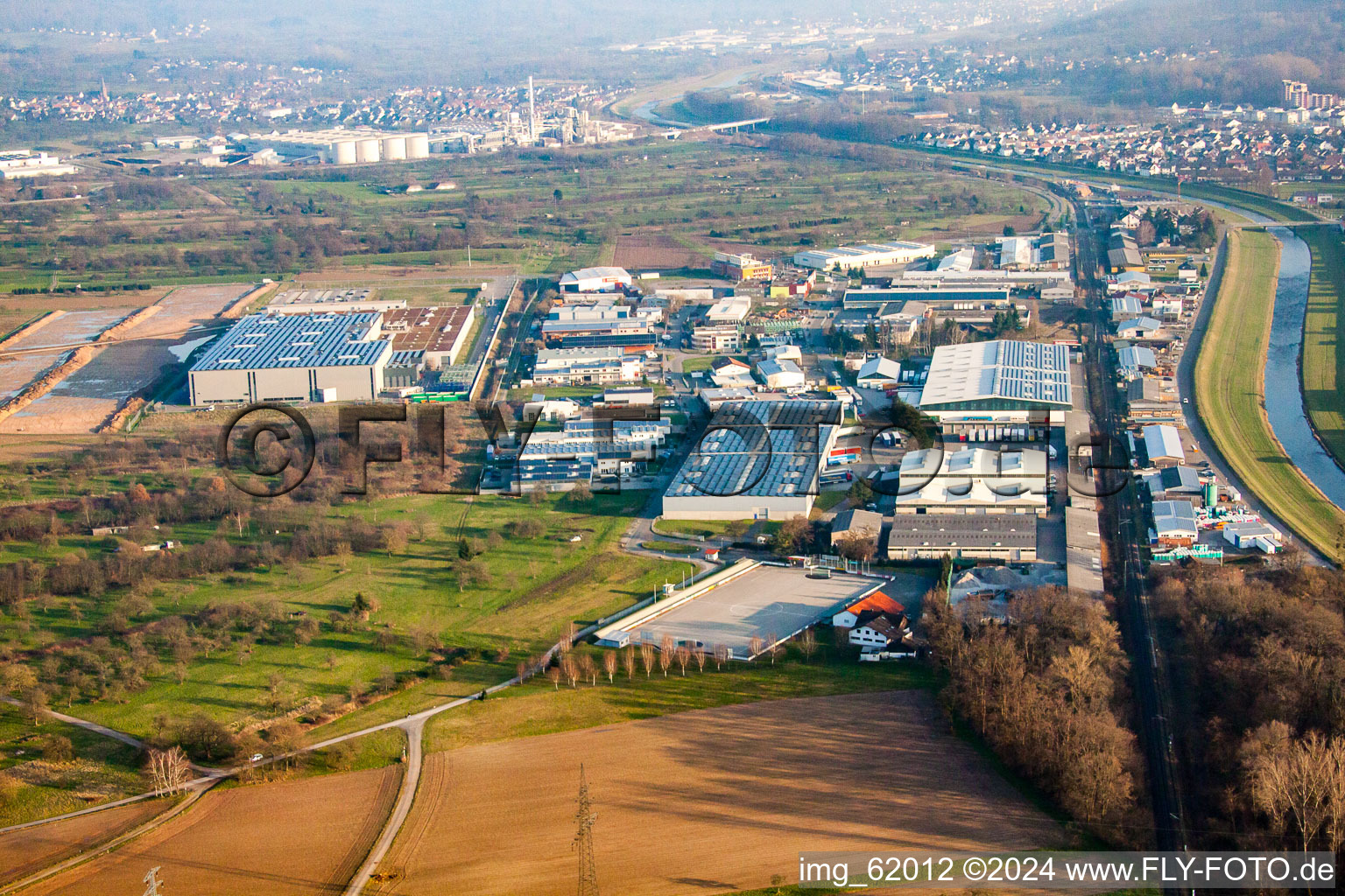 Industrial area Fritz-Minhardt-Straße in Kuppenheim in the state Baden-Wuerttemberg, Germany