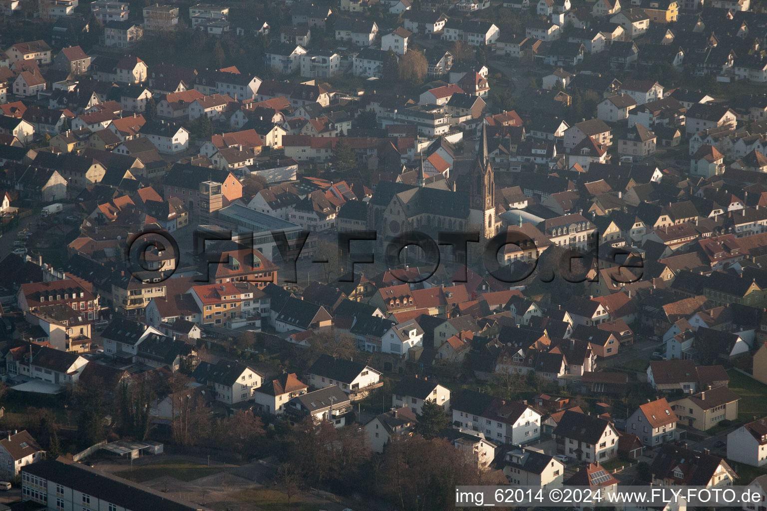 Kuppenheim in the state Baden-Wuerttemberg, Germany from the plane