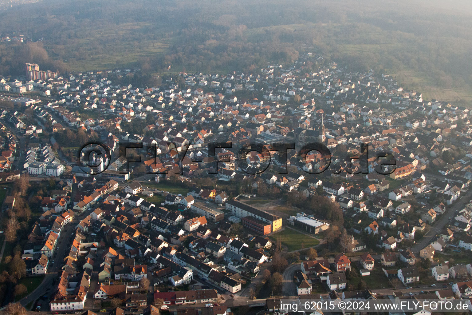 Bird's eye view of Kuppenheim in the state Baden-Wuerttemberg, Germany