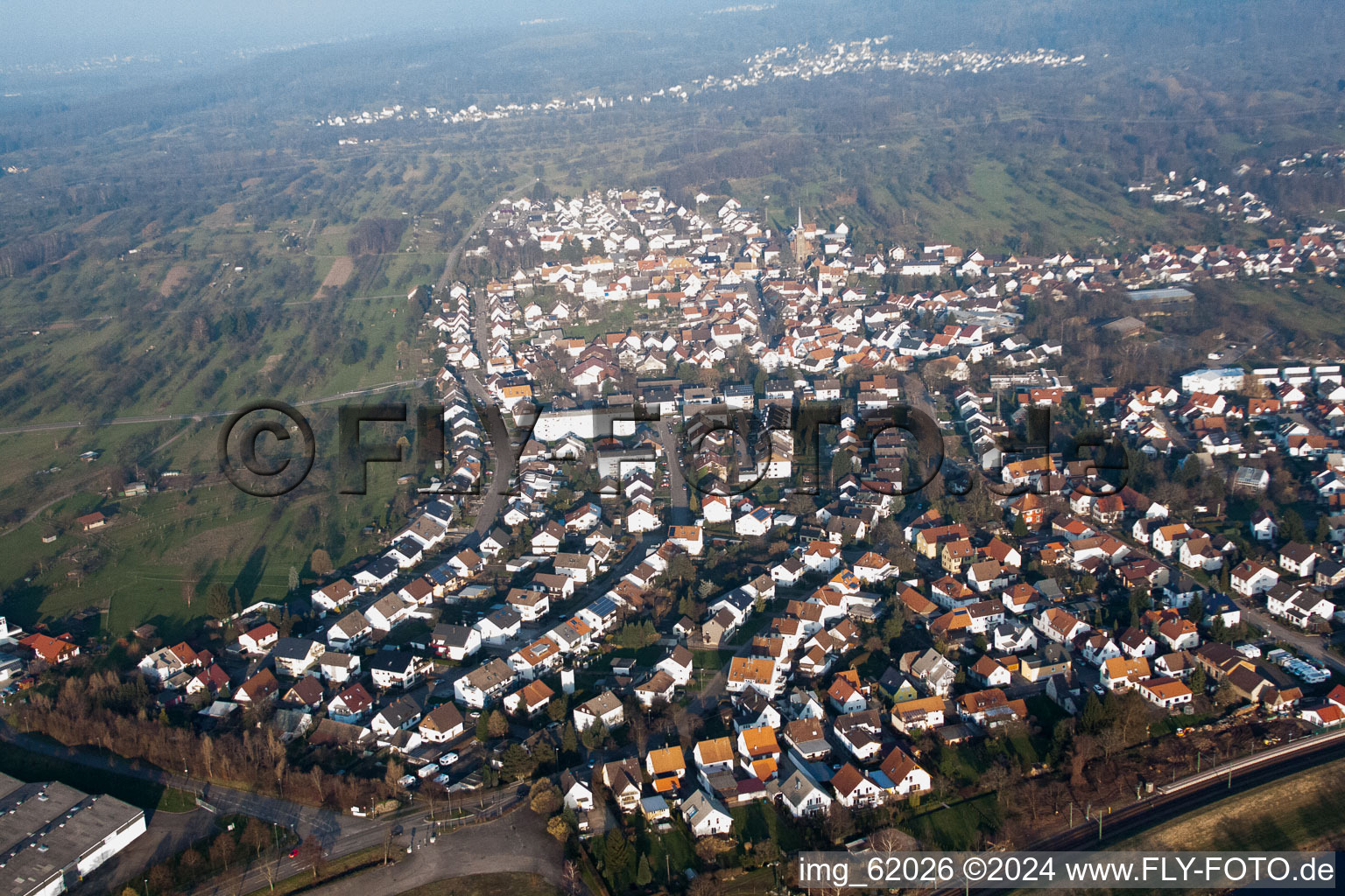 Aerial view of Kuppenheim in the state Baden-Wuerttemberg, Germany