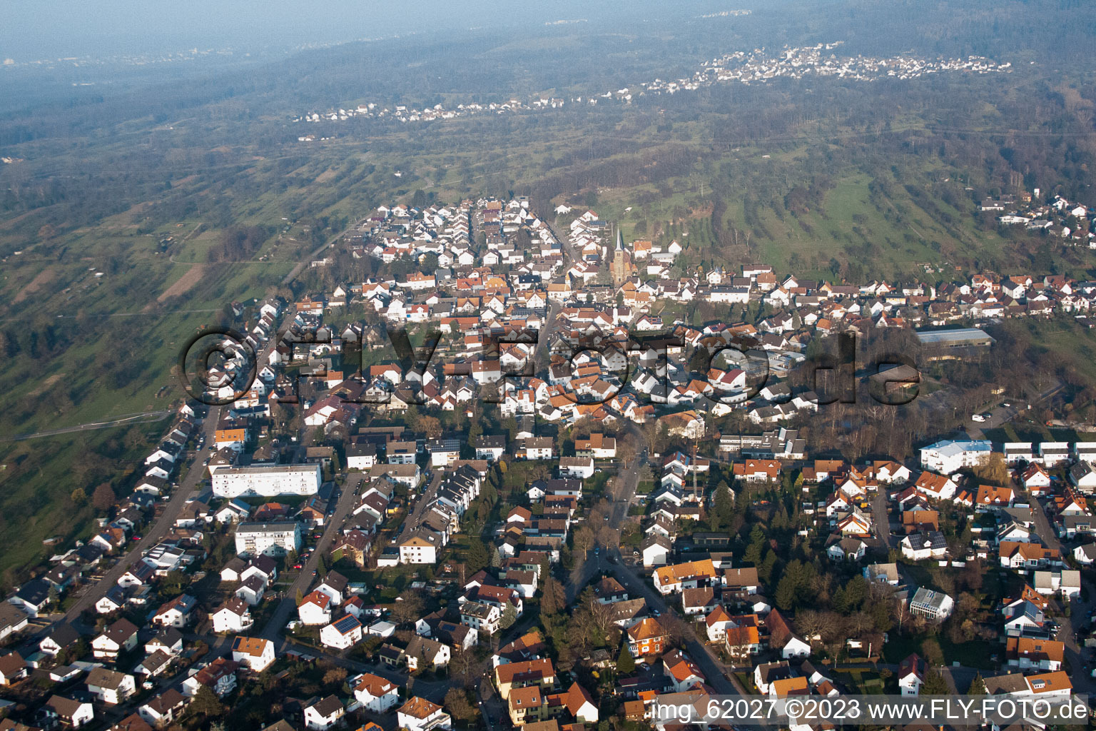 Aerial photograpy of Kuppenheim in the state Baden-Wuerttemberg, Germany