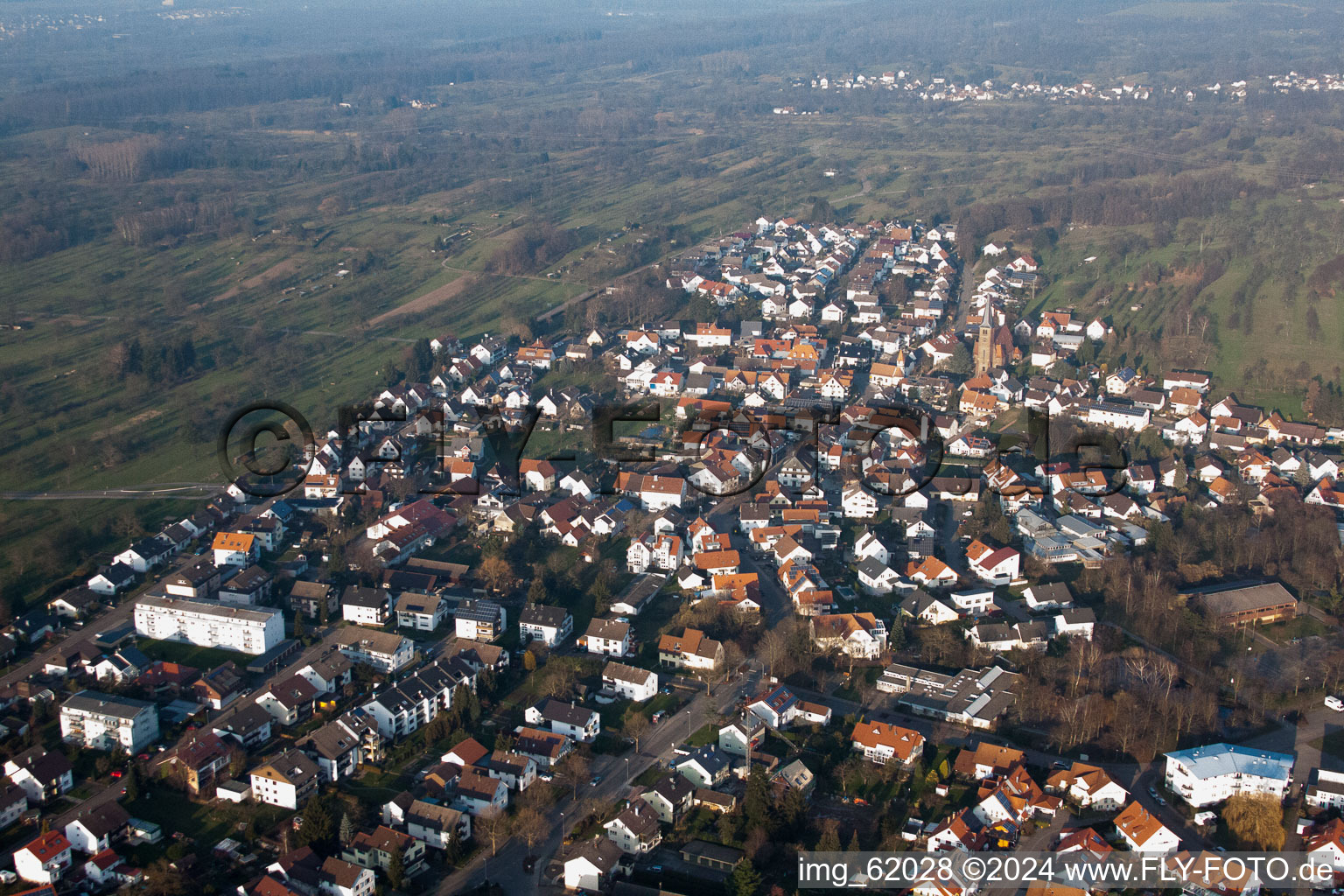 Oblique view of Kuppenheim in the state Baden-Wuerttemberg, Germany