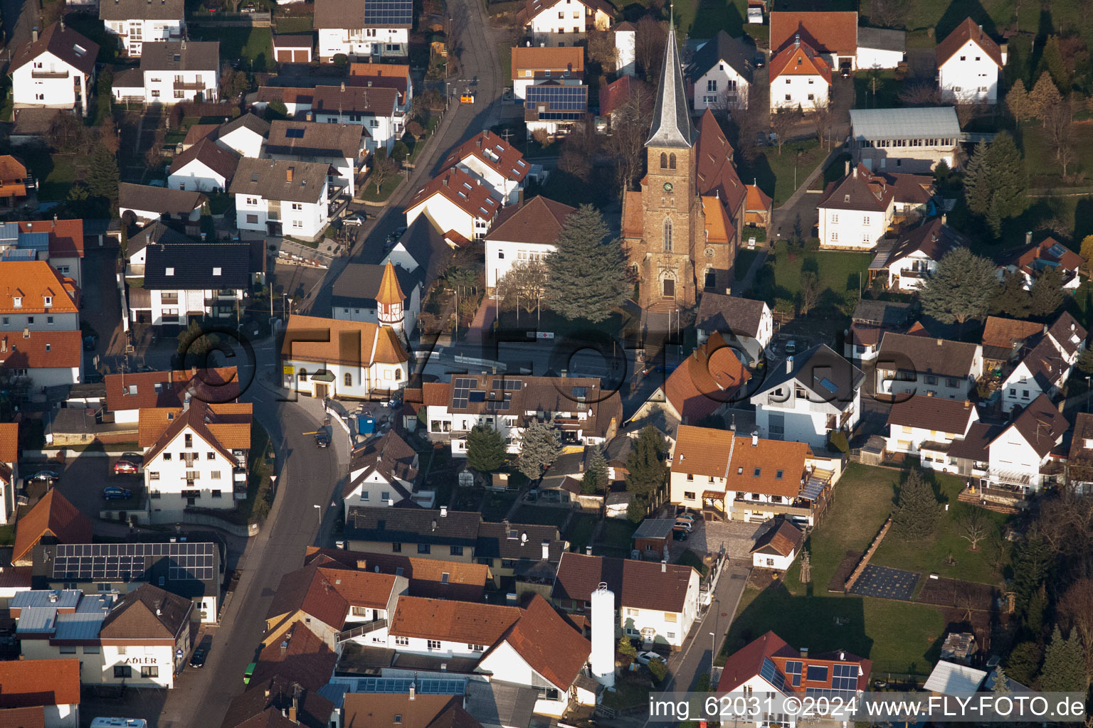 Aerial photograpy of Bischweier in the state Baden-Wuerttemberg, Germany