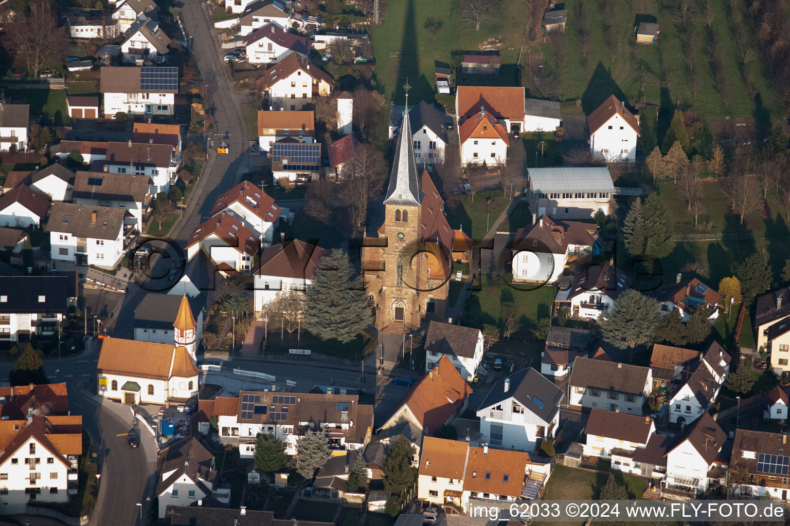 Church building in the village of in Bischweier in the state Baden-Wurttemberg